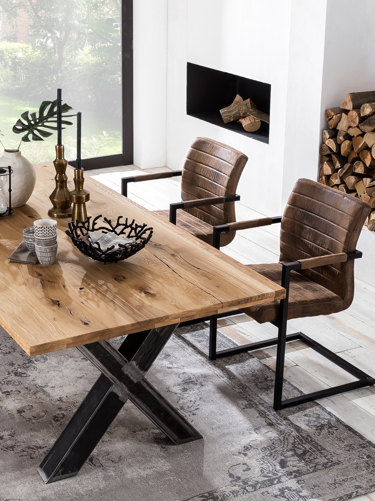 SIT Pied de table »Bosa aus Stahl im Used Look für Platten von 160–240 cm« 1 cuis tlg. Support de plateau de table en acier en forme de X au look usé marqué