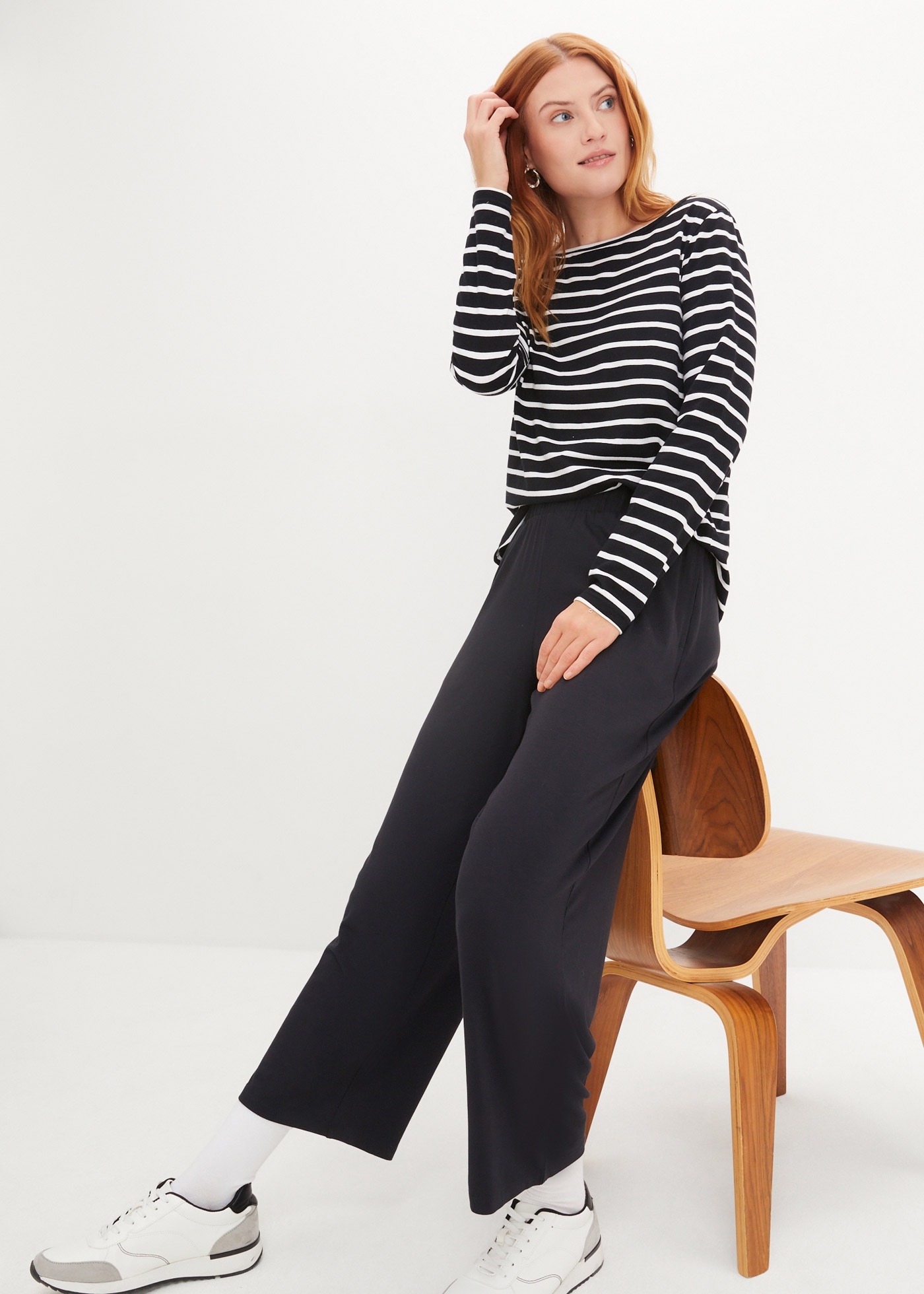 bonprix Pantalon en jersey »7/8- Shirthose, High-Waist, 2er-Pack«  aus Viskose und Elasthan, mit seitlichen Taschen, lockere Passform