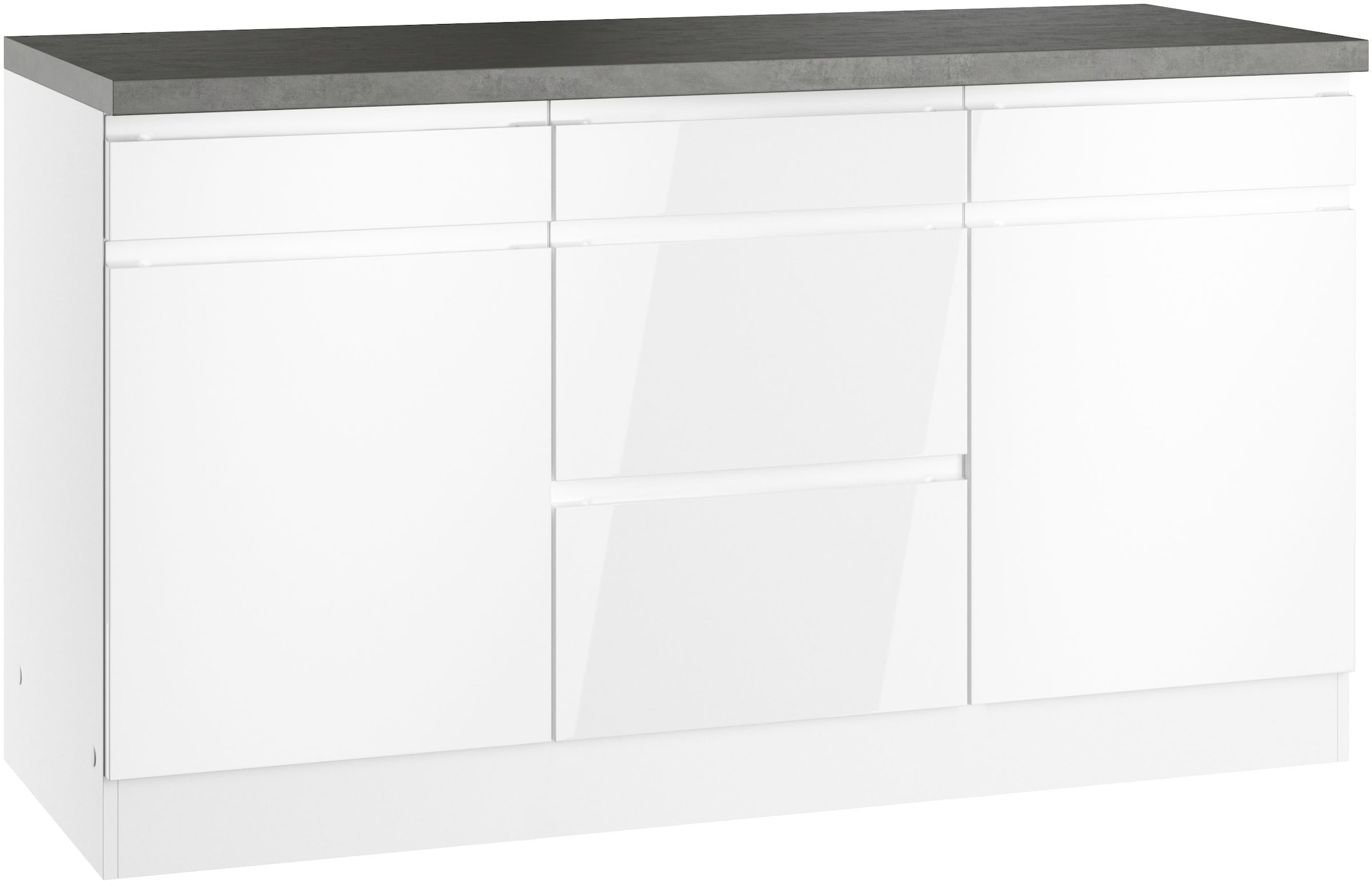 KOCHSTATION Armoire basse »KS-Virginia,neu in verbesserter Ausführung« largeur 150 cm, 2 portes, 3 tiroirs, 2 rallonges