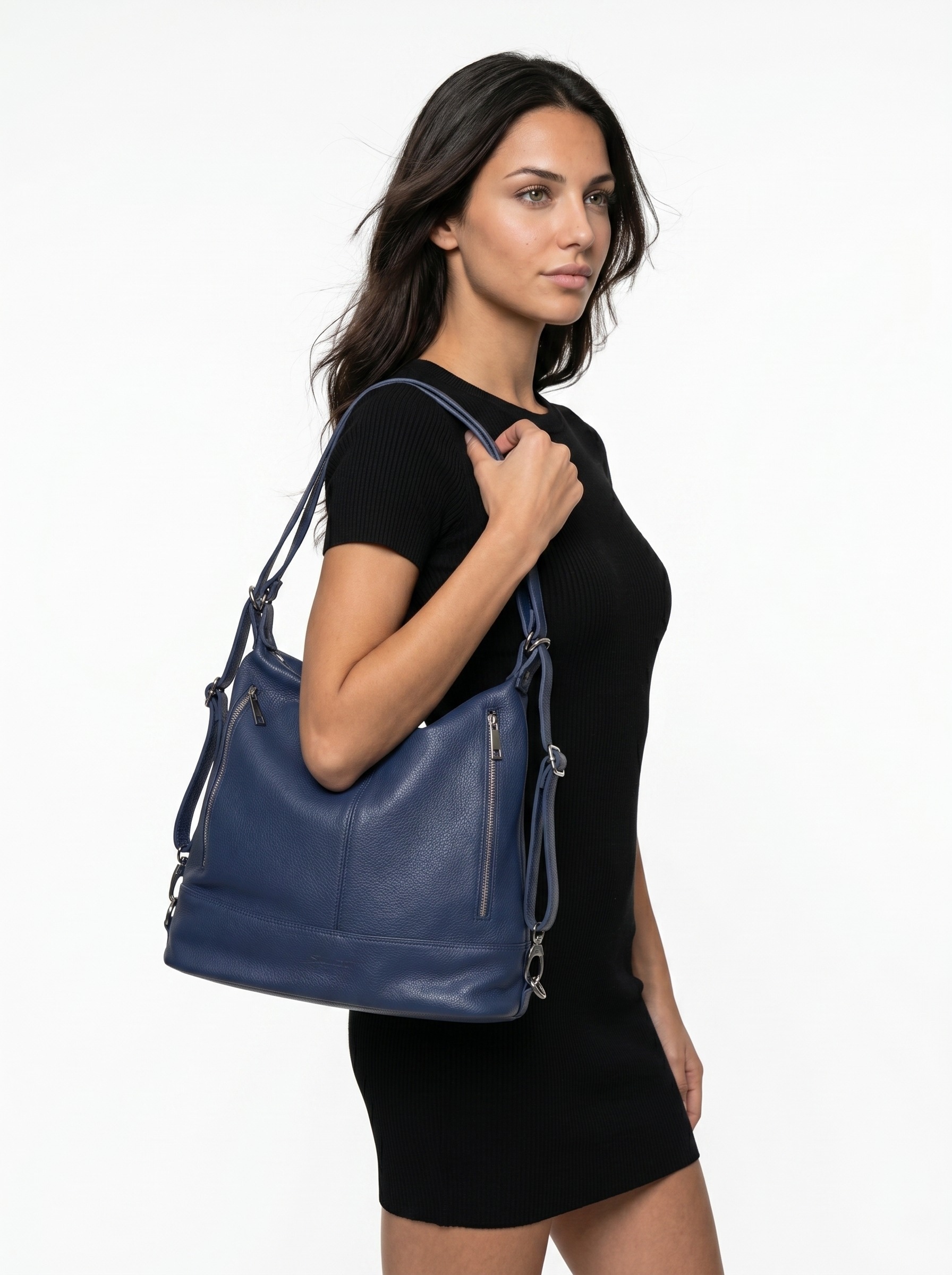 Samantha Look Sac à dos de ville cuir véritable, fabriqué en Italie