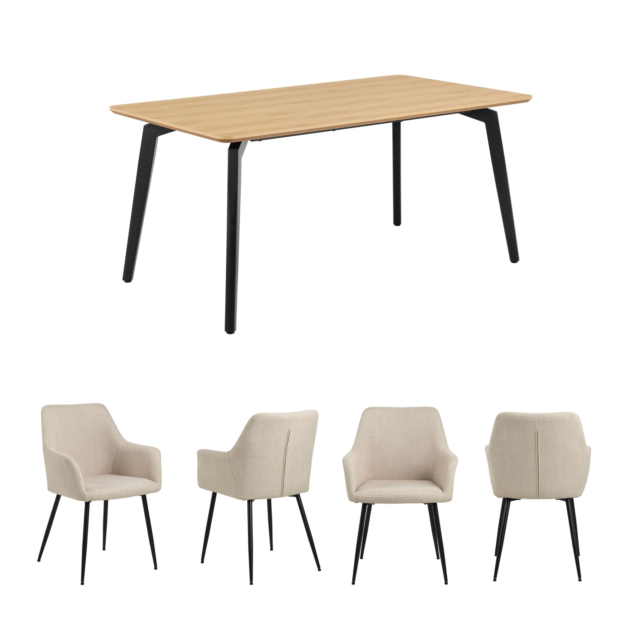 ACTONA GROUP Set de salle à manger »Essgruppe, Speisetisch mit Wohnzimmerstühlen« Ensemble, 1 table + 4 chaises, 5 cuis tlg.