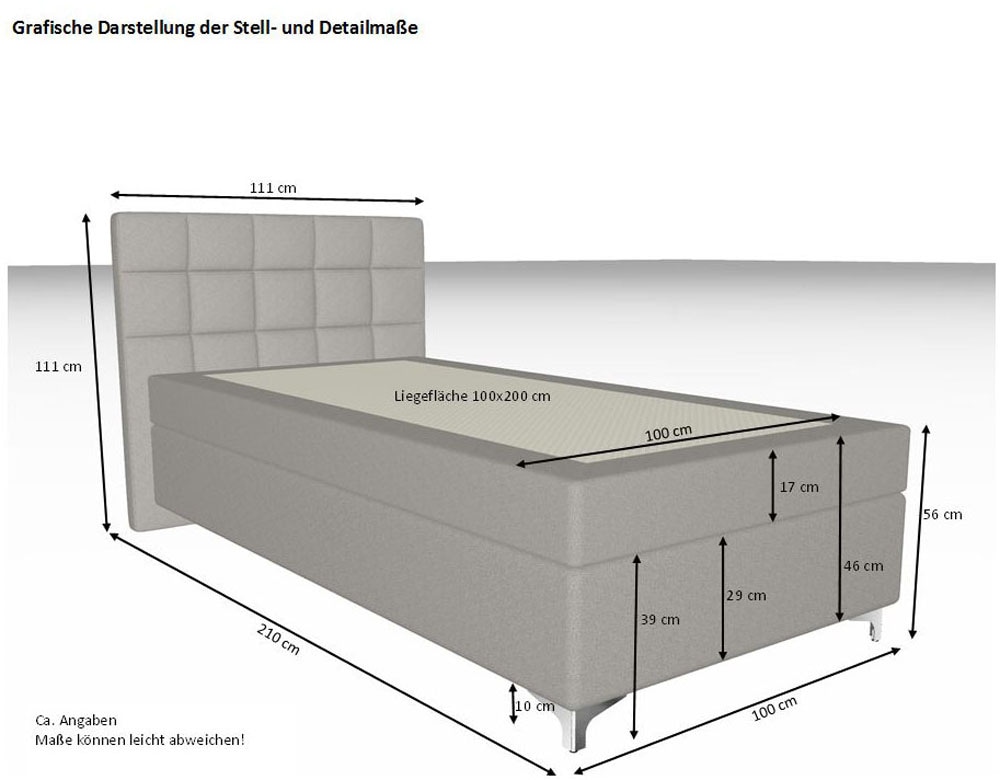 hapo Boxspringbett »Neyla erhältlich in den Breiten 100, 160, 180 & 200cm« in verschiedenen Matratzenqualitäten, Härtegraden und Farben verfügbar