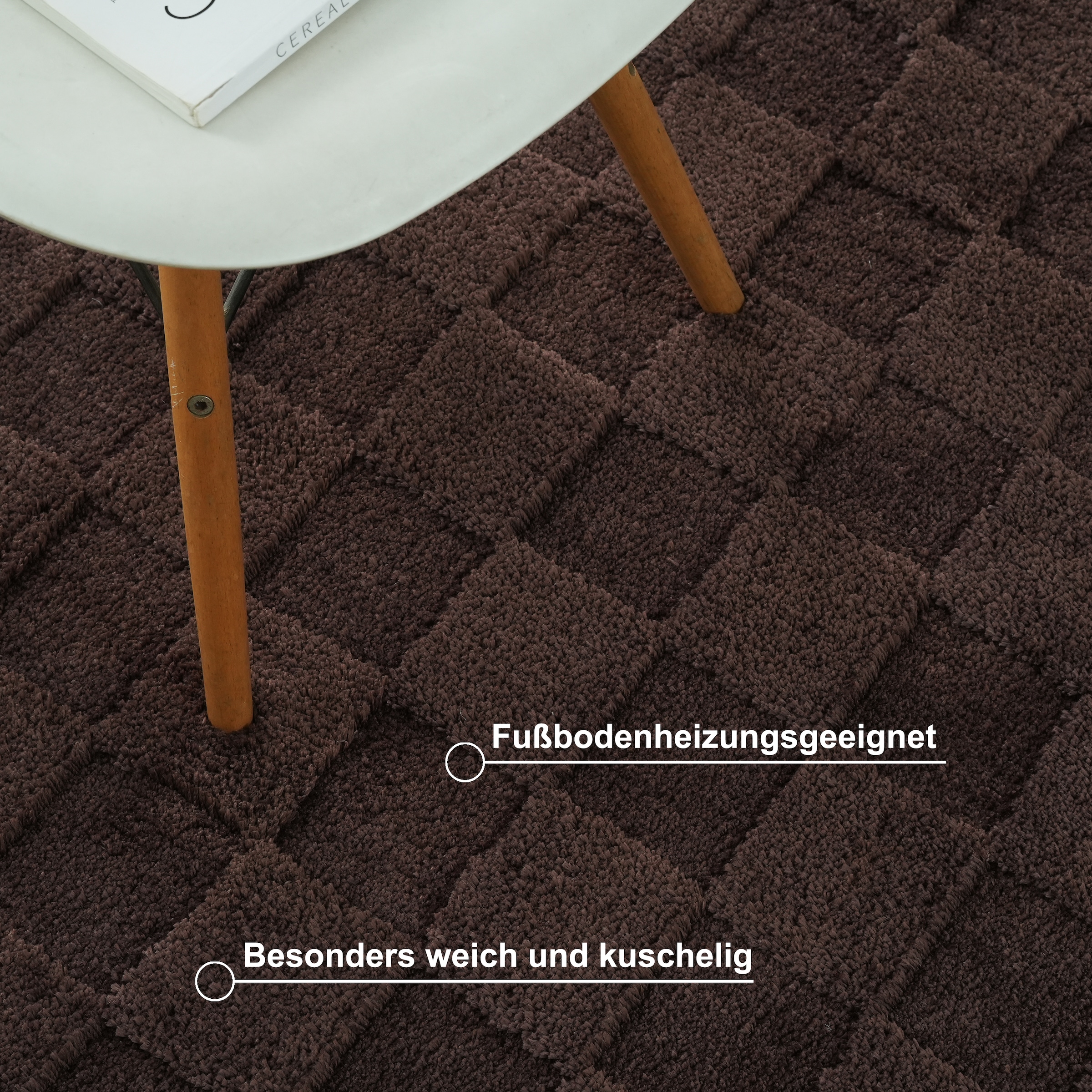 LeGer Home by Lena Gercke Tapis »Esmé, Hochflor-Teppiche, weich, Boho« Rectangulaire 23 mm Höhe structure haut-bas, uni, carreaux, salon, chambre, salle à manger