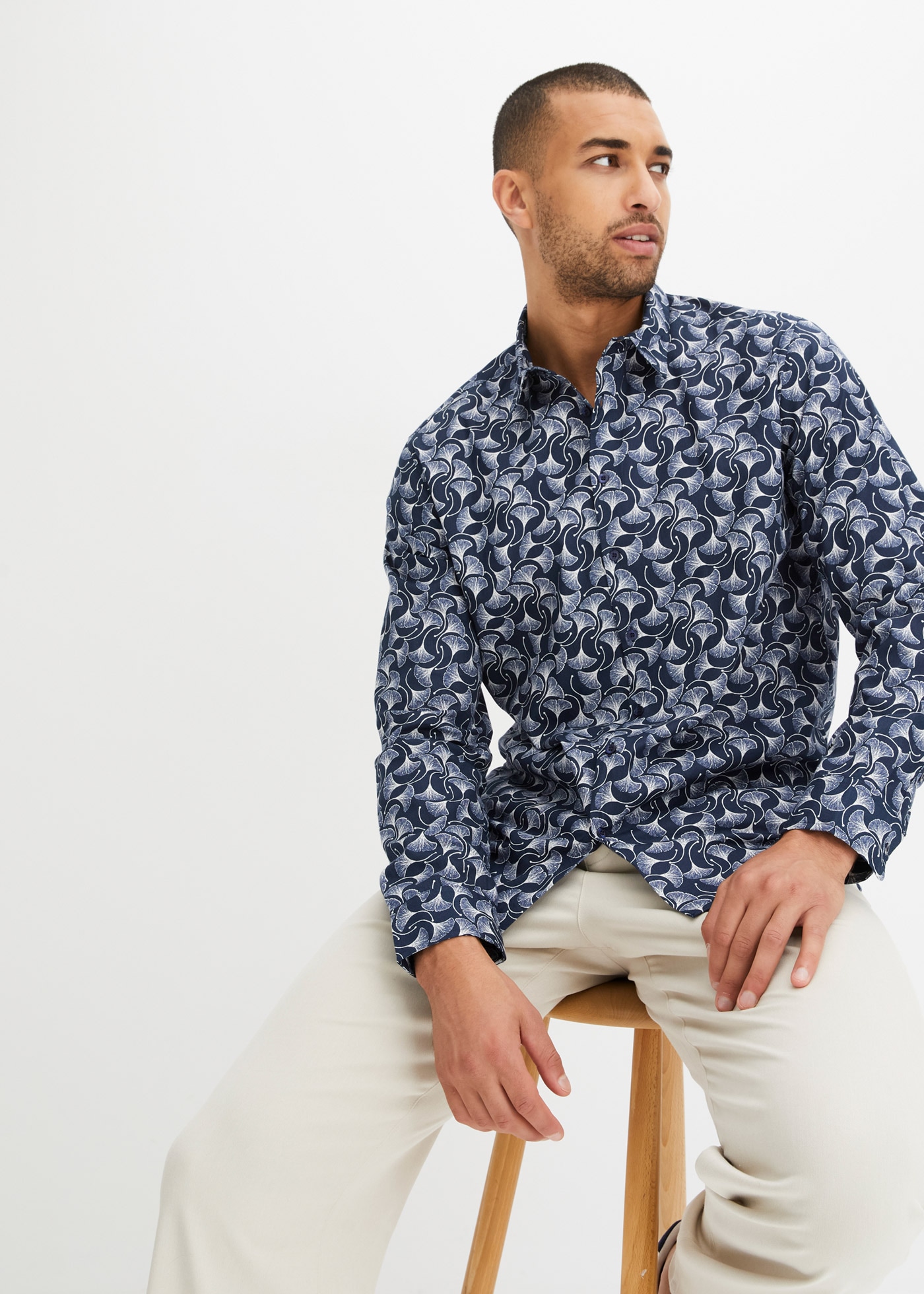 bonprix Chemise à manches longues »gemustertes Langarmhemd« gemustertes Langarmhemd