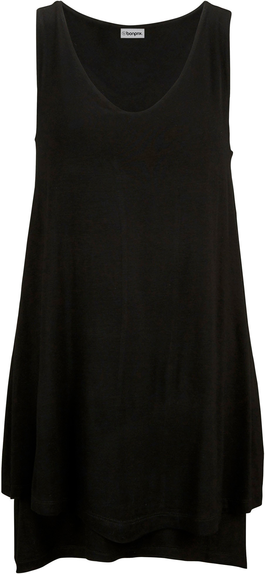 bonprix Top long »Doppellagiges Long-Top aus Viskose-Mix« A-Linie Passform, doppellagiges Design, mit V-Ausschnitt, ärmellos