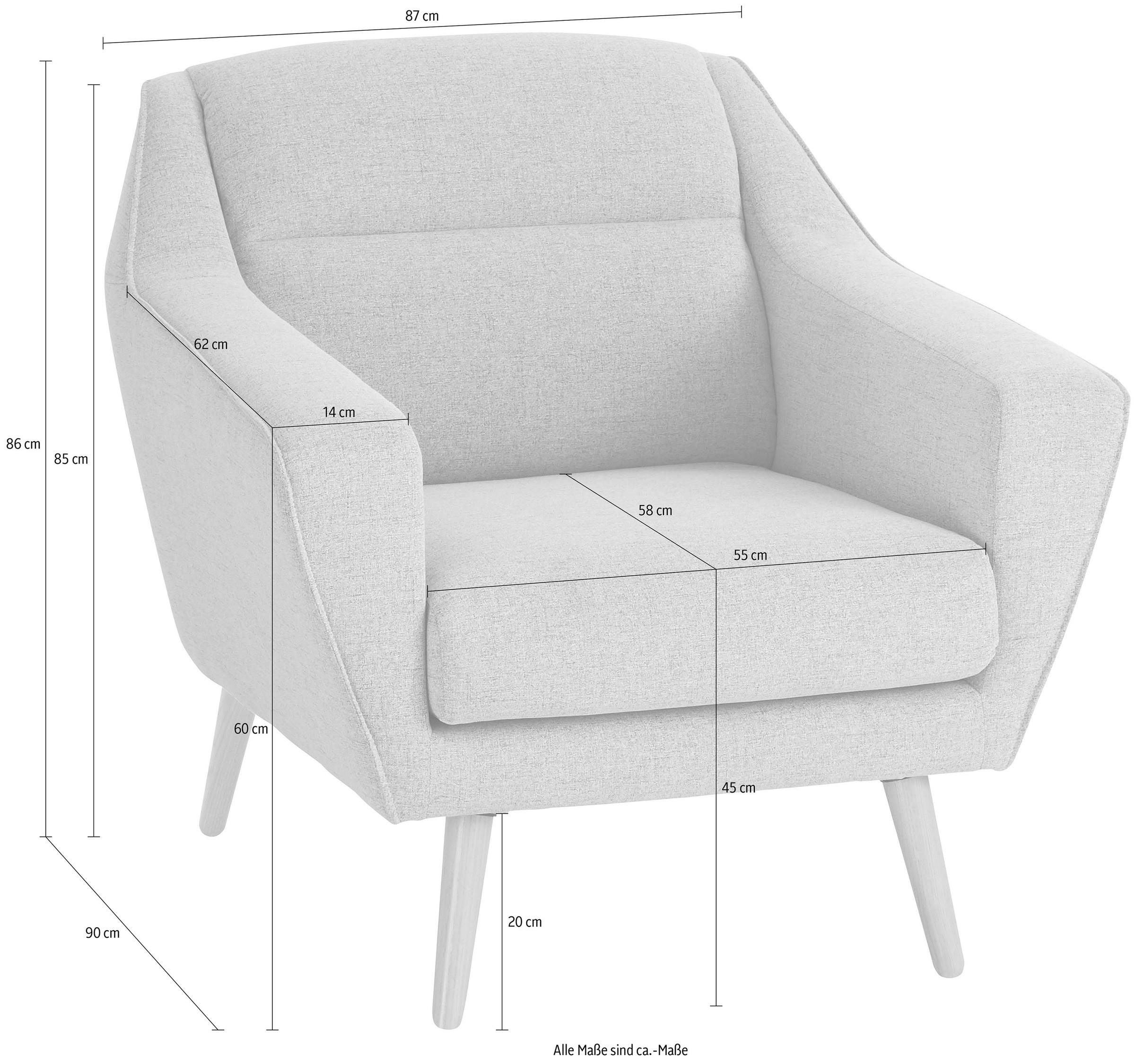GOODproduct Fauteuil »Bille« mit Naht im Rückenkissen und Eiche-Beinen, Design by Morten Georgsen