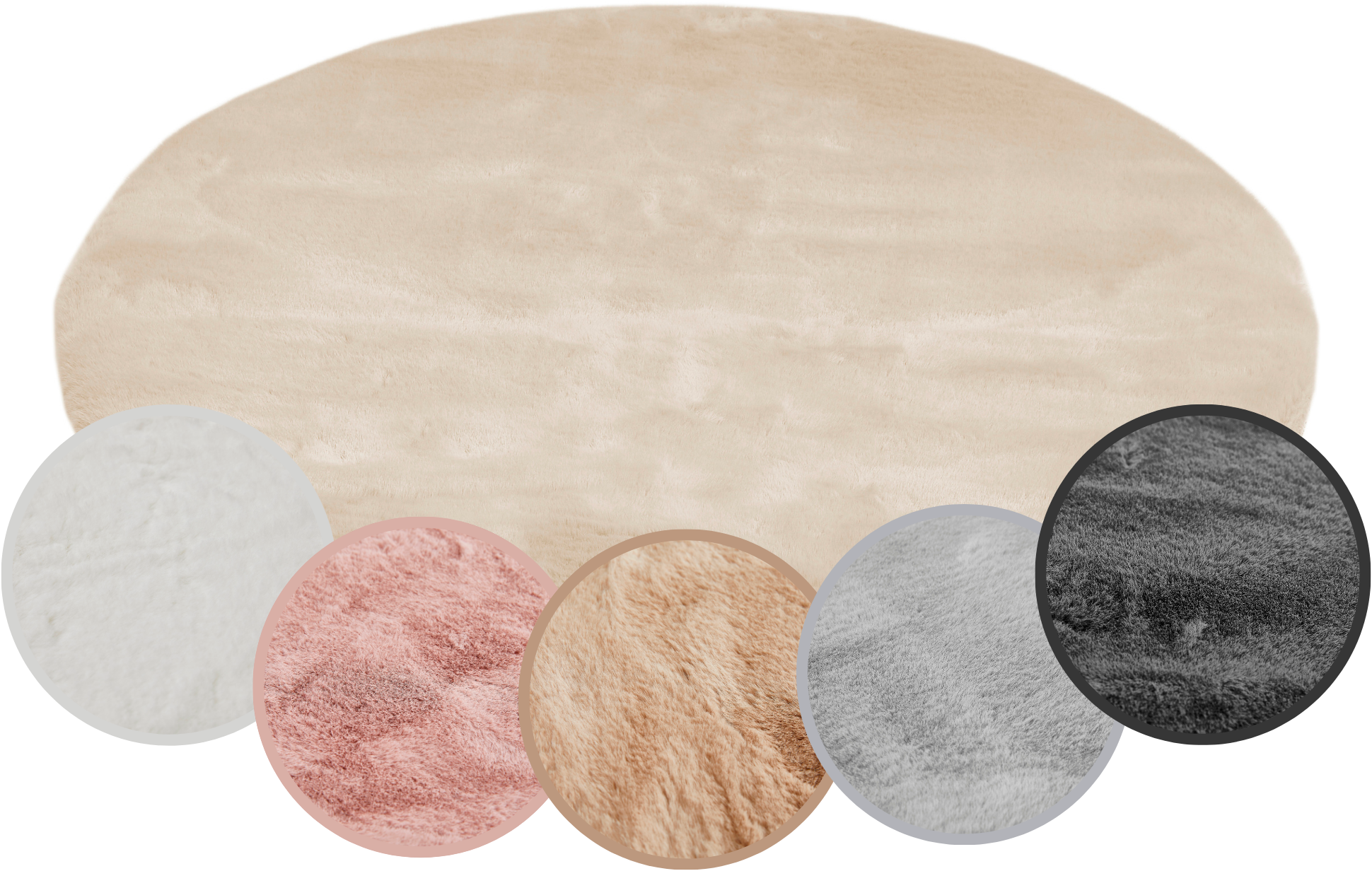 GOODproduct Tapis à poils longs »Lugano« Rond 30 mm Höhe Kunstfell, Uni Farben, sehr weich & kuschelig