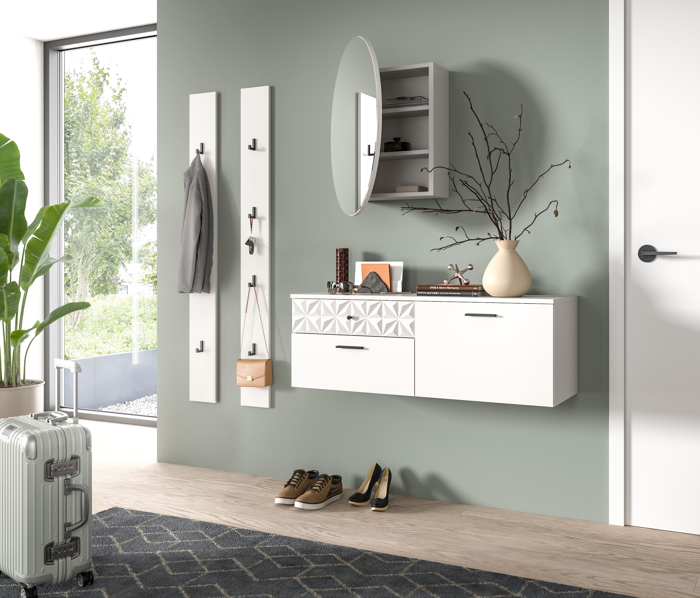 Home affaire Garderoben-Set »VICENZA, 4-tlg., mit foraler Ornamentabsetzung in der Front« 4 Stk. tlg.