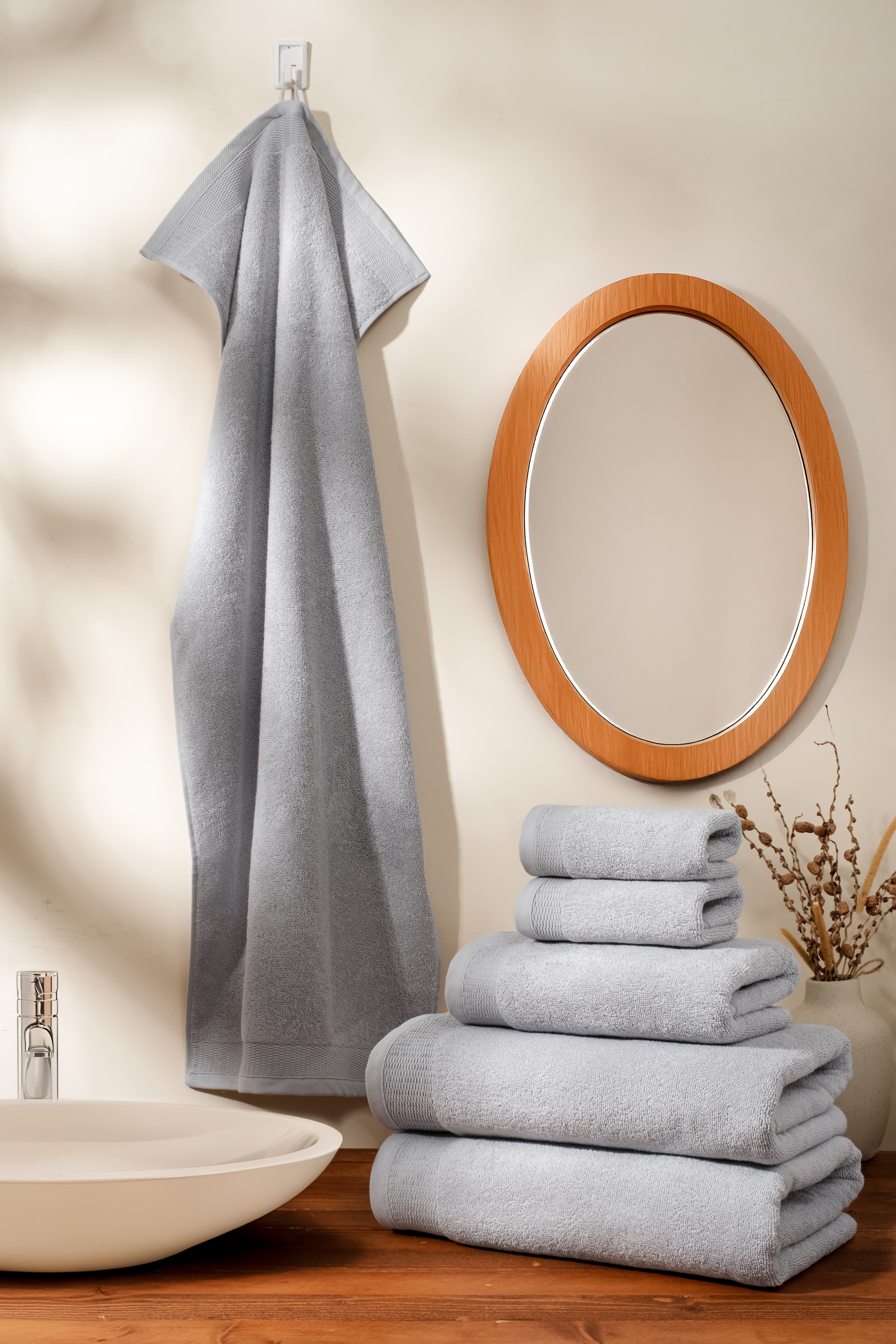 GOODproduct Handtuch Set »Fenya, flauschig und weich, Premium Handtücher, 550 gr/m²« Set 6 Stk. Walkfrottier mit Bordüre, Set, 100% Baumwolle, Hotel-Qualität, 5 Jahre Garantie