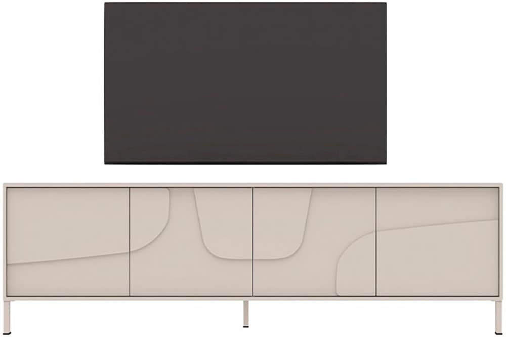 INOSIGN Table basse »Stone, 205 cm breit, 4 Türen, TV-Schrank, TV-Kommode, Medienboard« 3D-Design, Push-to-open, Innenraum grosszügig, Füsse 14/2 cm wählbar
