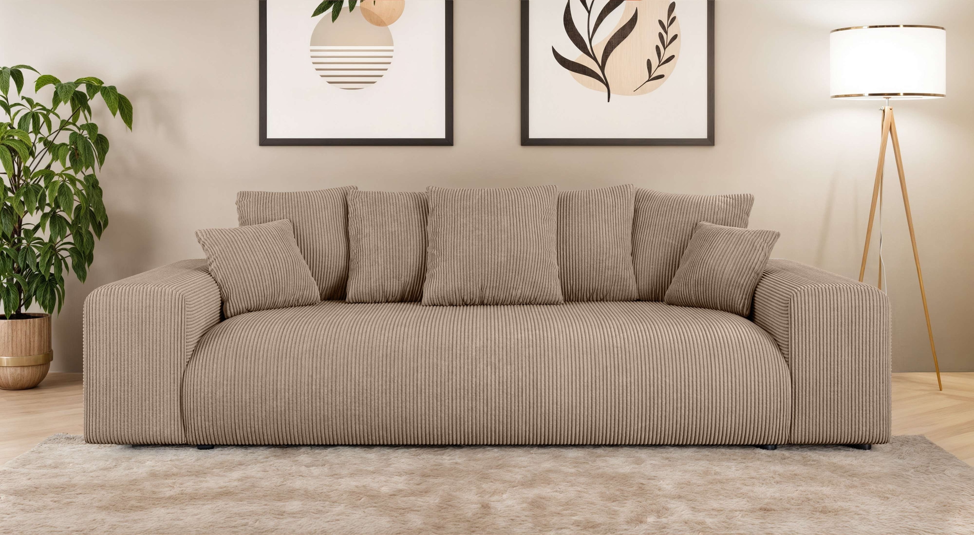 Home affaire Canapé Big »LAKESIDE 3-Sitzer Schlafsofa mit Bettkasten, Breite 256,5 cm« Liegefläche 168,5x195 cm, hoher Sitzkomfort, Masse B/T/H: 256/122/82cm