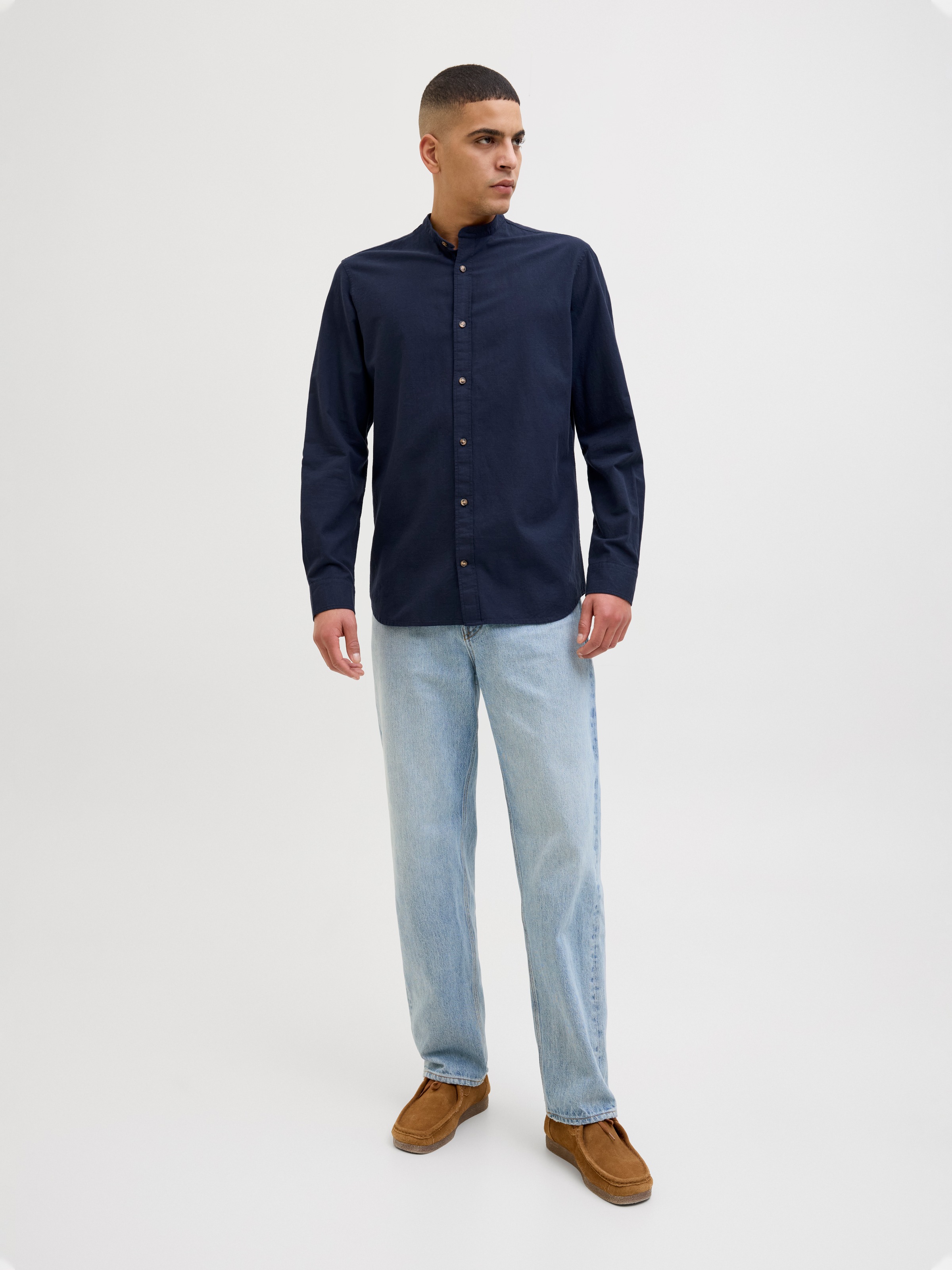 Jack & Jones Chemise à manches longues »JJESUMMER BAND SHIRT LS SN« mit Bandkragen