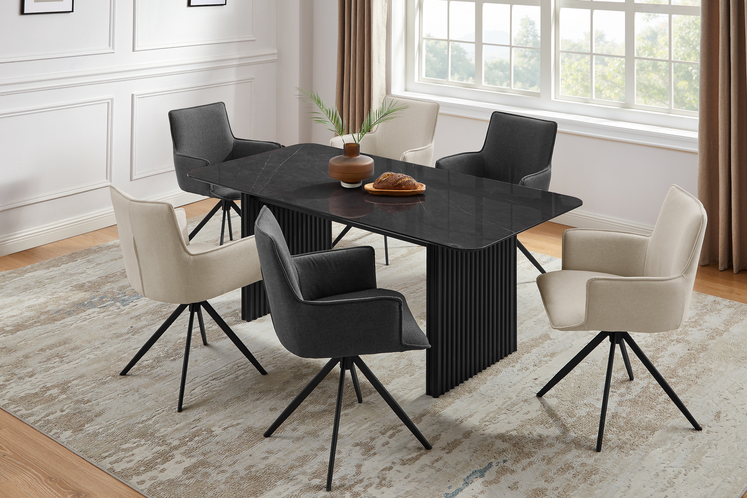 GOODproduct Drehstuhl »Amoreve« (Set) 2 Stk.Strukturstoff,  Metallgestell, 360 Grad Drehfunktion