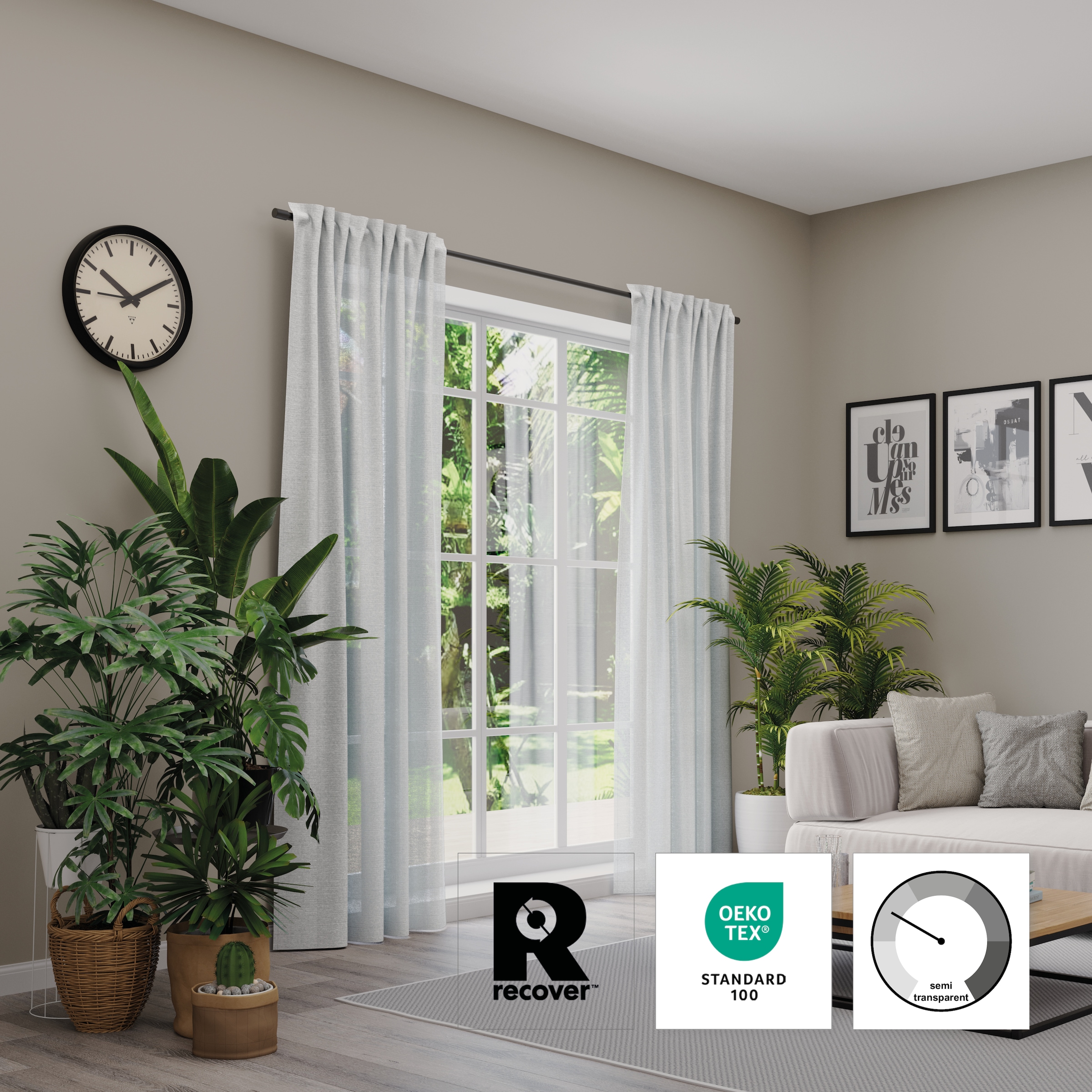 Neutex for you! Rideau »Alora Eco« Bande multifonctionnelle 1 cuis tlg.