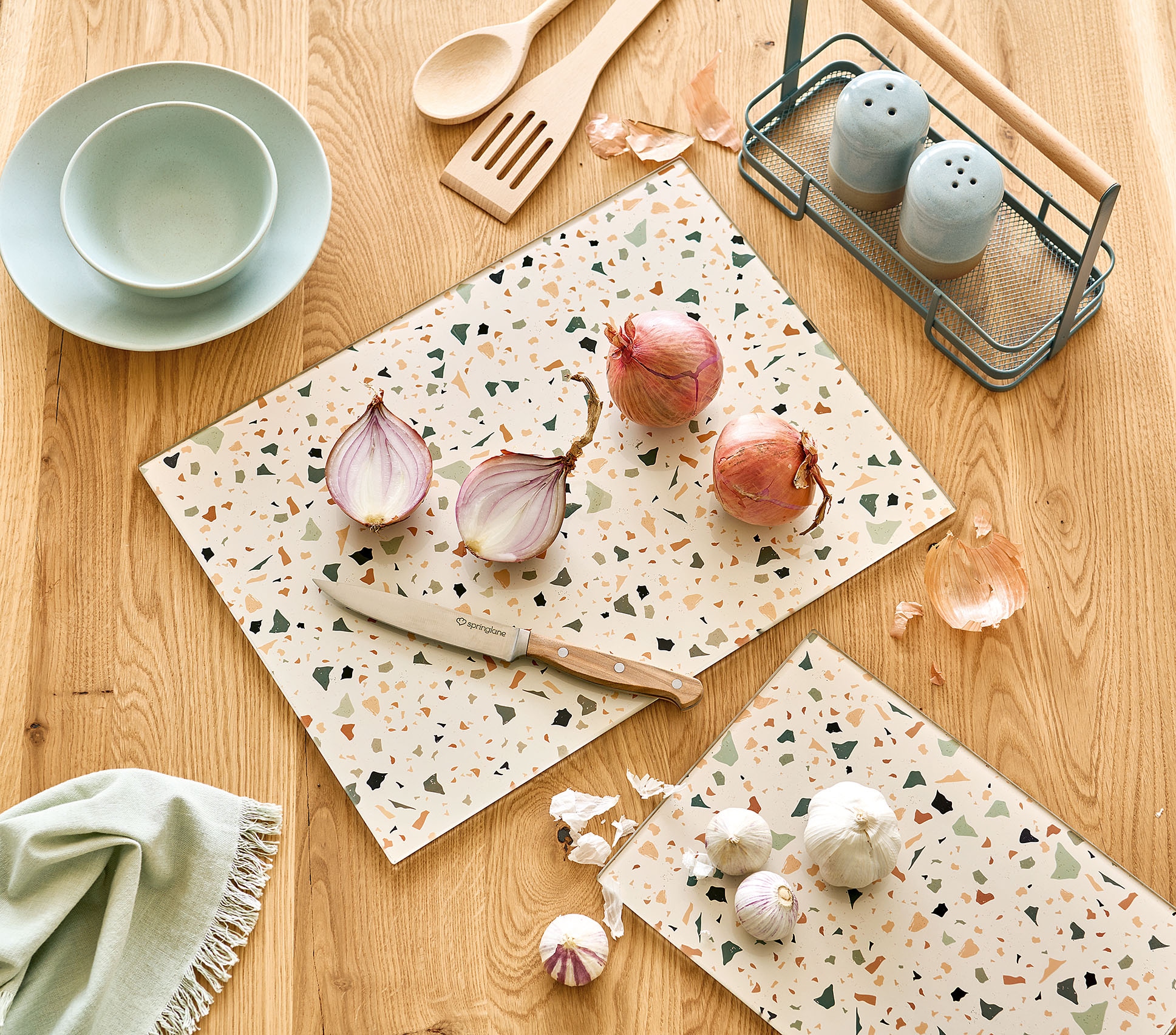 Zeller Present Planche à découper »Terrazzo'« extra Halt dank Silikon Füsse, 2-teilig, 30x20 cm