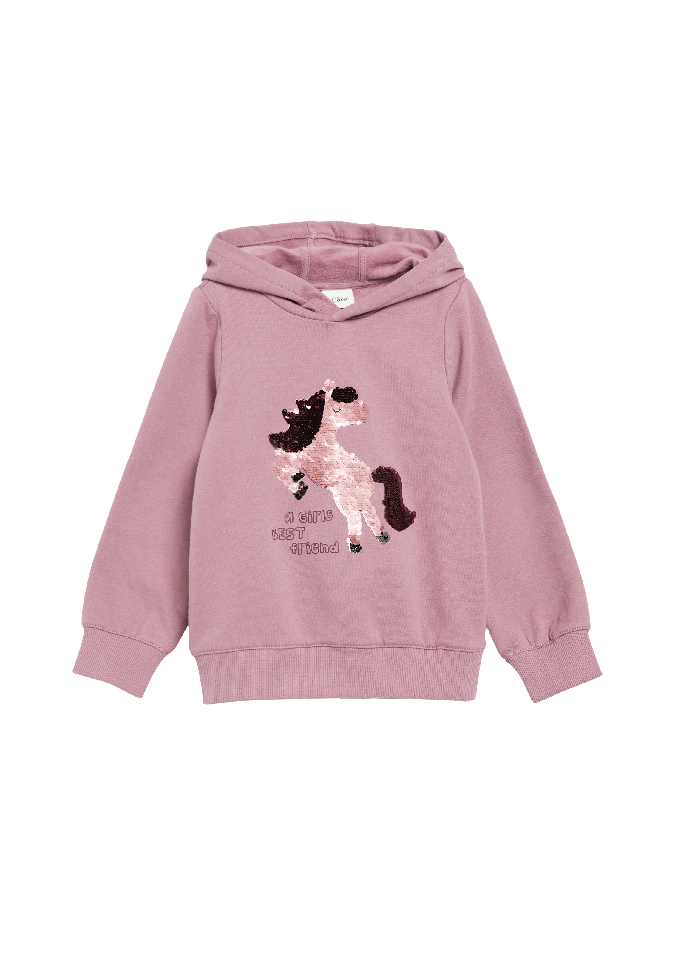 s.Oliver Junior Kapuzensweatshirt , mit Pailletten-Pony / für Girls / mit Stretch
