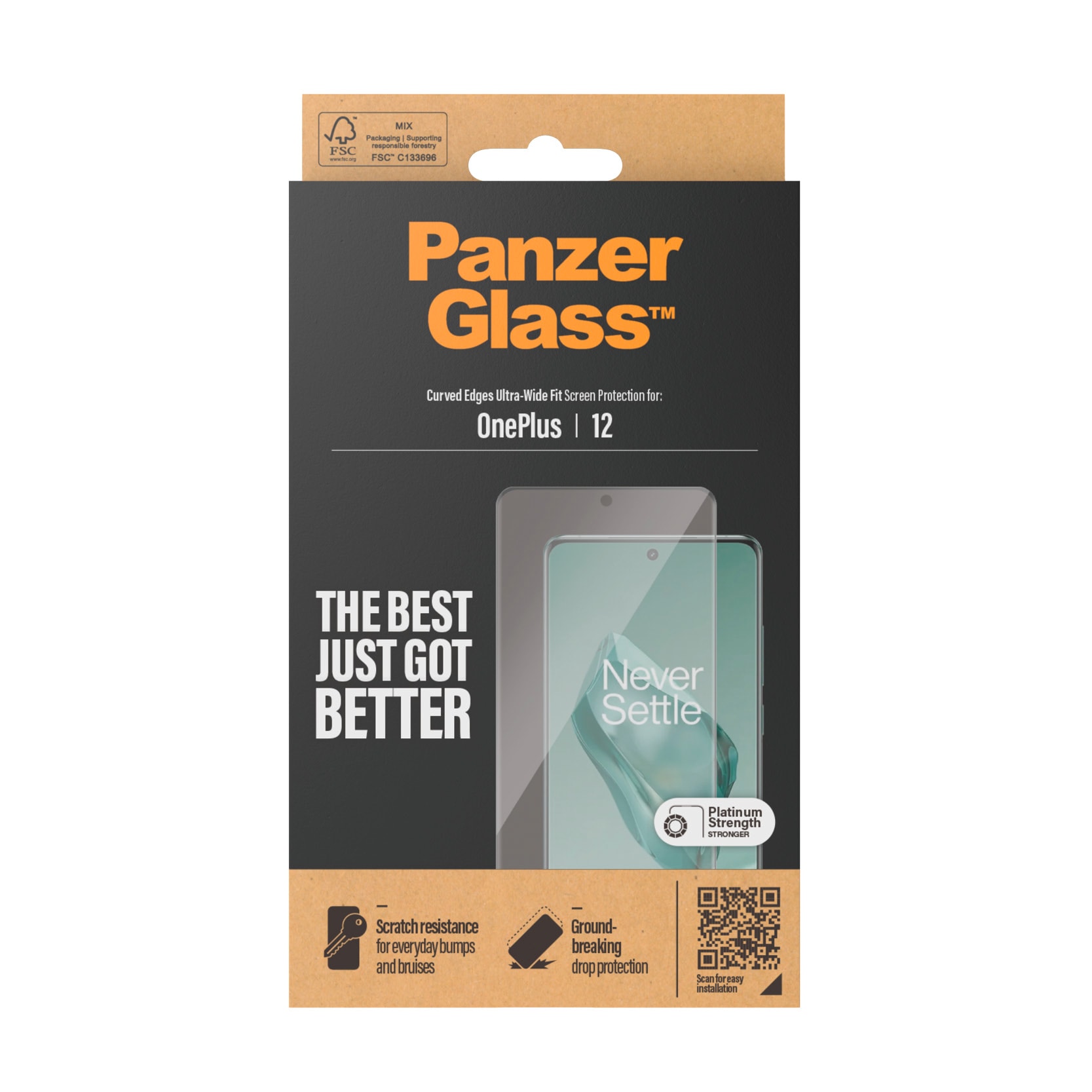 PanzerGlass Displayschutzglas »Curved Edges Ultra-Wide Fit Screen Protection« für OnePlus 12 Displayschutzfolie, Schutzfolie, Bildschirmschutz, kratz- & stossfest