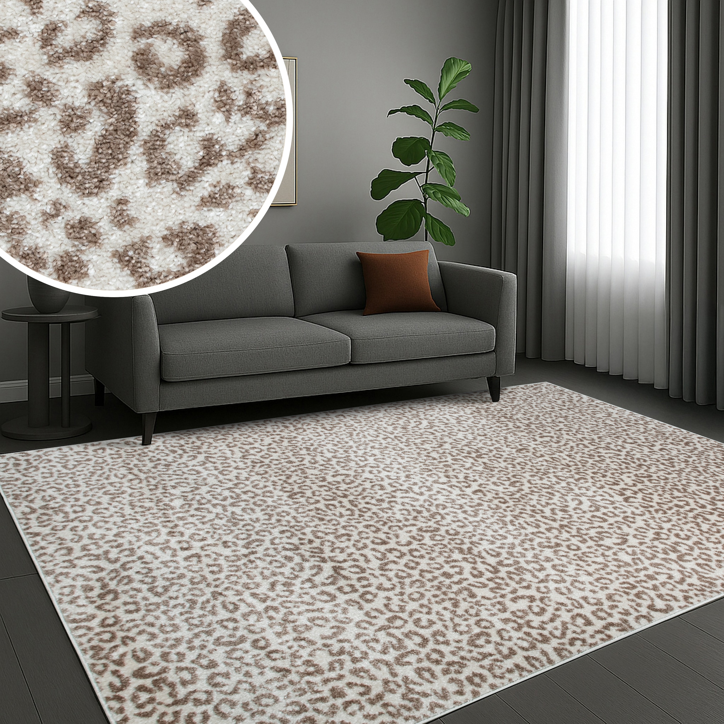 GOODproduct Teppich »Fynna, Leoparden-Muster, Animalprint« rechteckig 9 mm Höhe besonders weicher Flor, Wohnzimmer, Schlafzimmer, Esszimmer, Leo