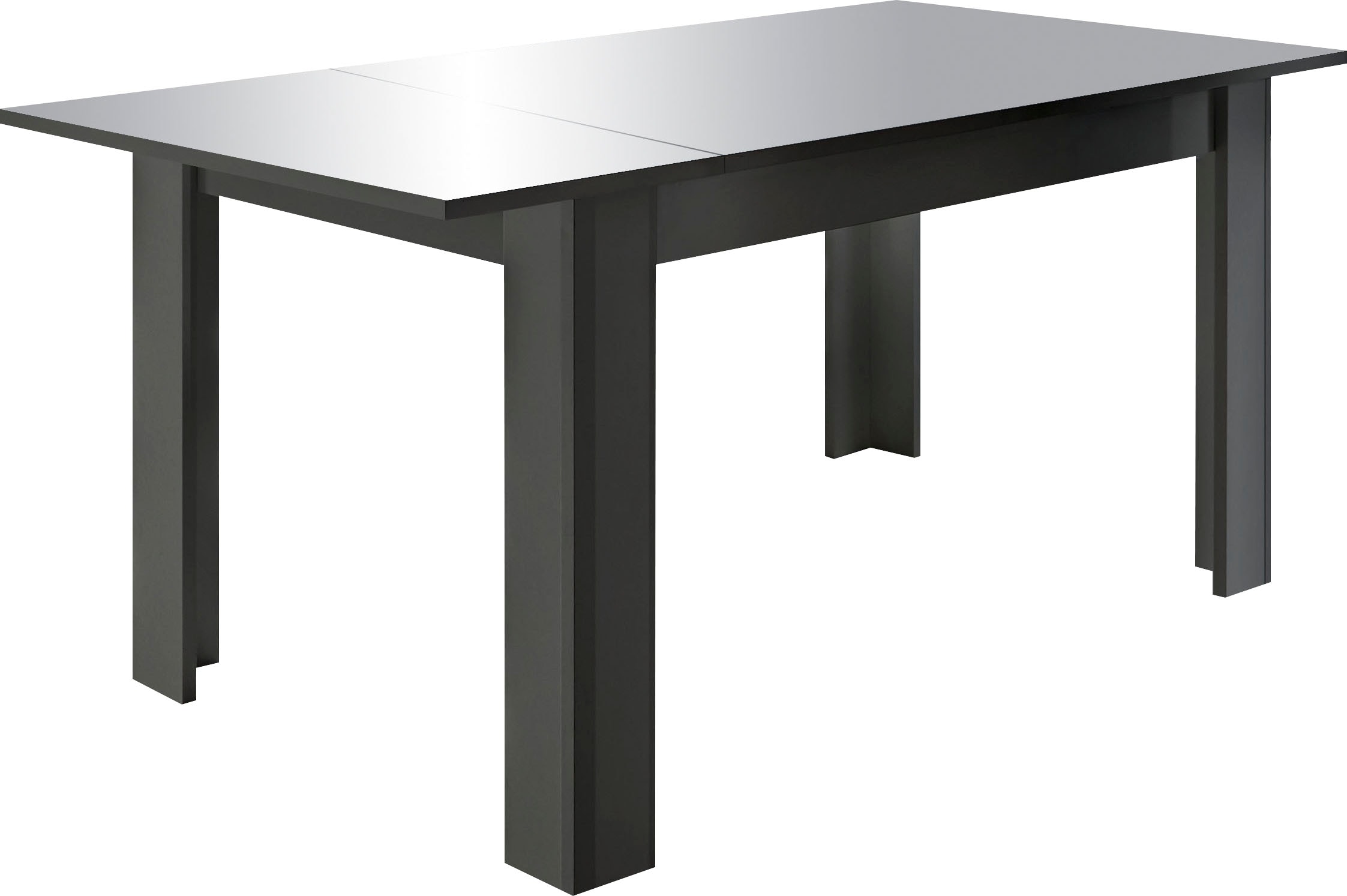 Home affaire Table de salle à manger »Dama 137x90x79 cm (BxTxH), Esszimmertisch Anthrazit Hochglanz Lack,« moderner rechteckiger Küchentisch, ausziehbar, erweiterbar auf 185 cm