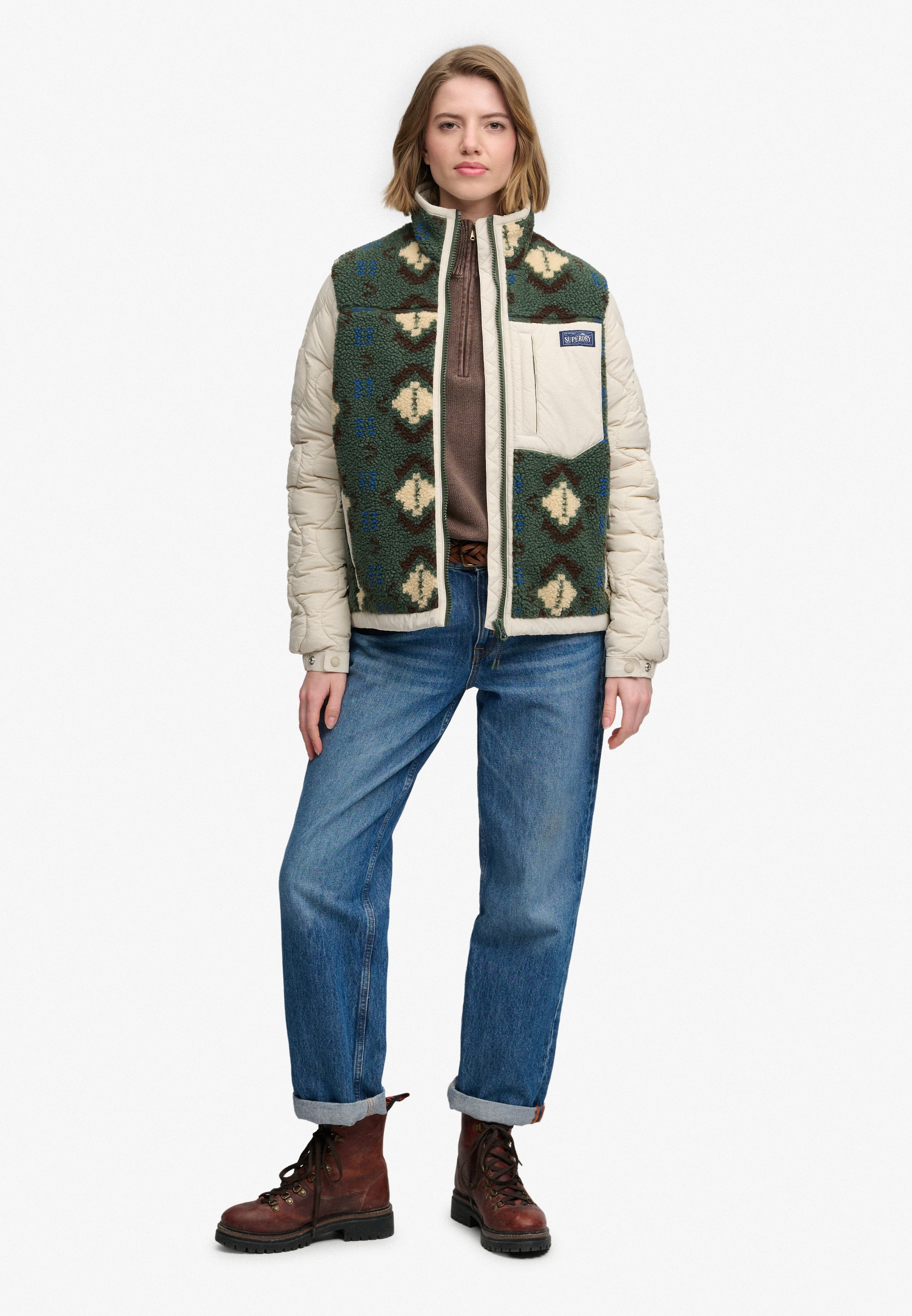 Superdry Veste polaire »FLEECE ONION QUILT HYBRID« fibre synthétique, coupe décontractée