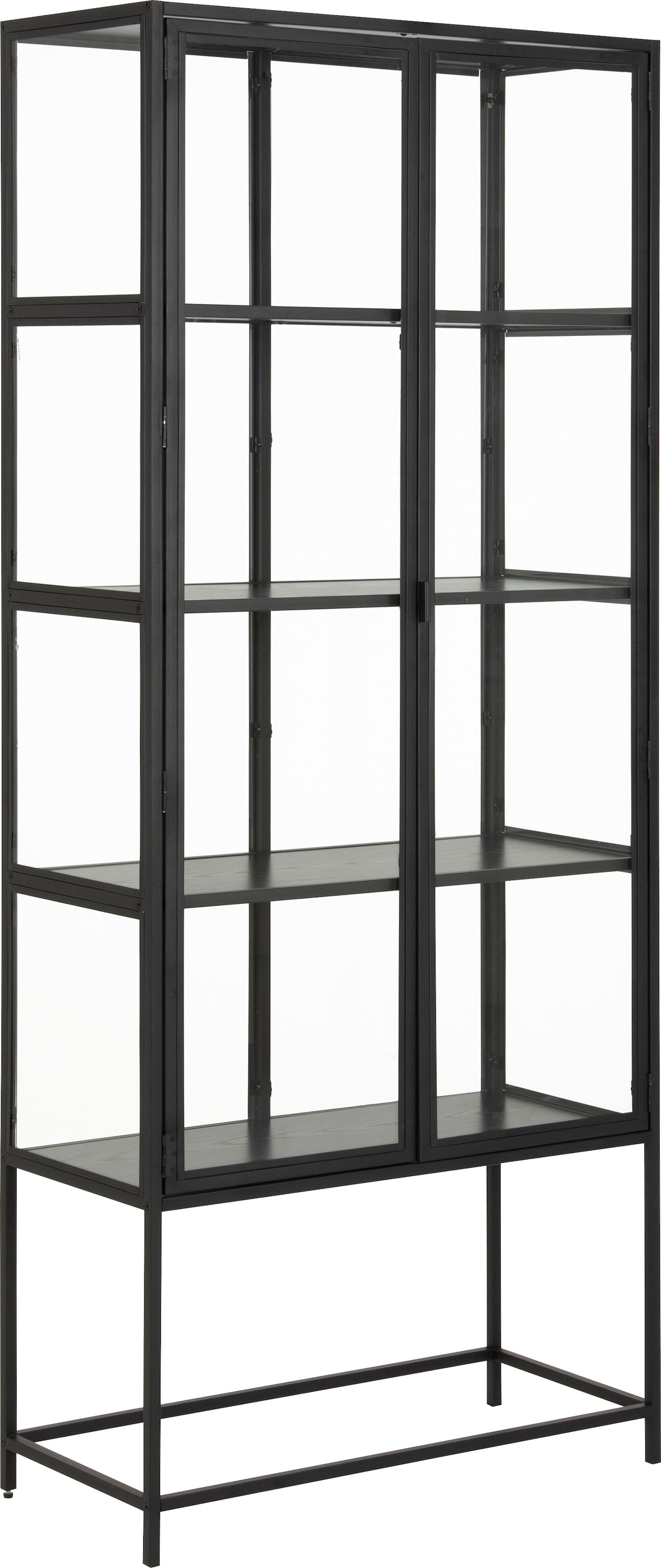 ACTONA GROUP Glasvitrine mit Glastüren und Metallrahmen, 4 Einlegeböden, B: 77 x H: 185,6 cm