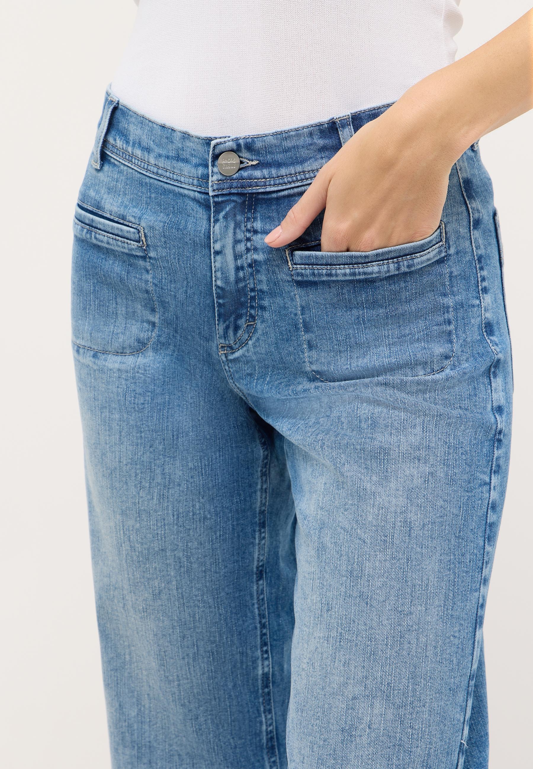 ANGELS Stretch-Jeans »LINN POCKET« in modisch verkürzter Länge mit weitem Bein, Stretch