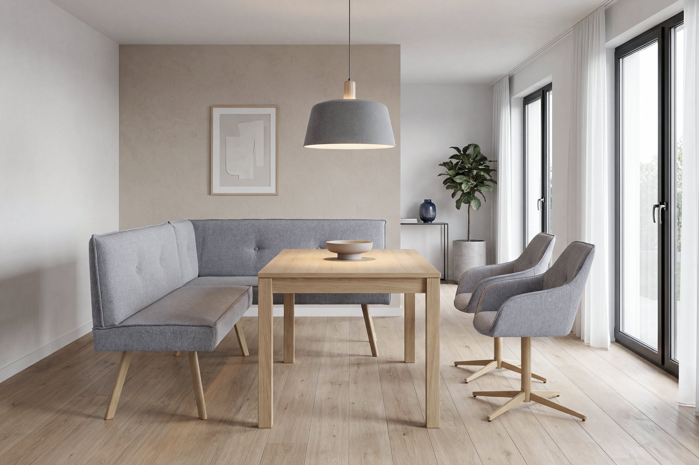 byLIVING Eckbank »OTTAWA« Webstoff, Taschenfederkern, umlaufendem Keder und Zierknöpfen