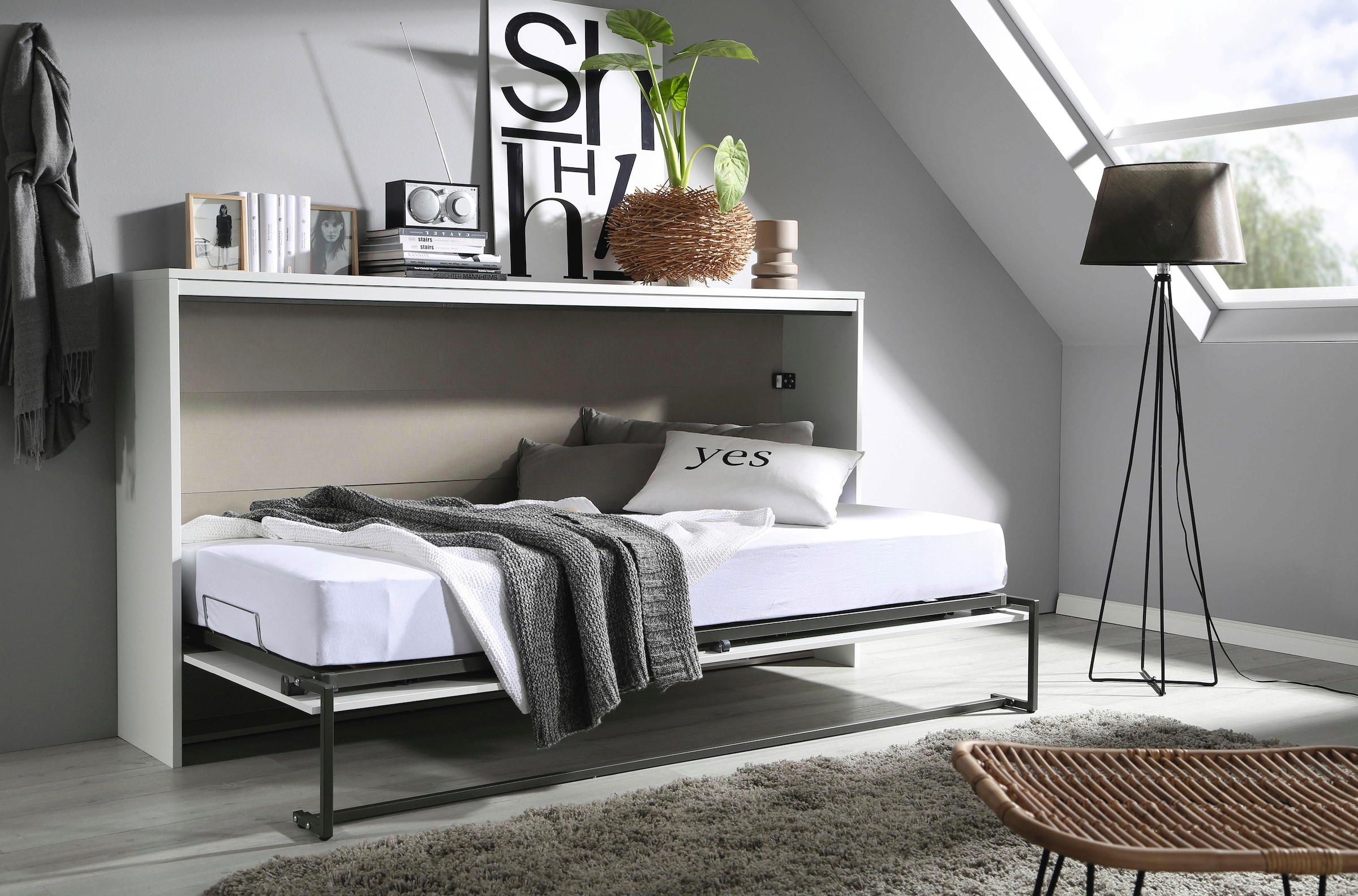 rauch Schrankbett »Bett Einzelbett Klappbett Gästebett Ausziehbett ALBERO« inklusive Lattenrost, Grösse: 90x200 cm,  besonders platzsparend, ausziehbar mit Metallfixierung MADE IN GERMANY