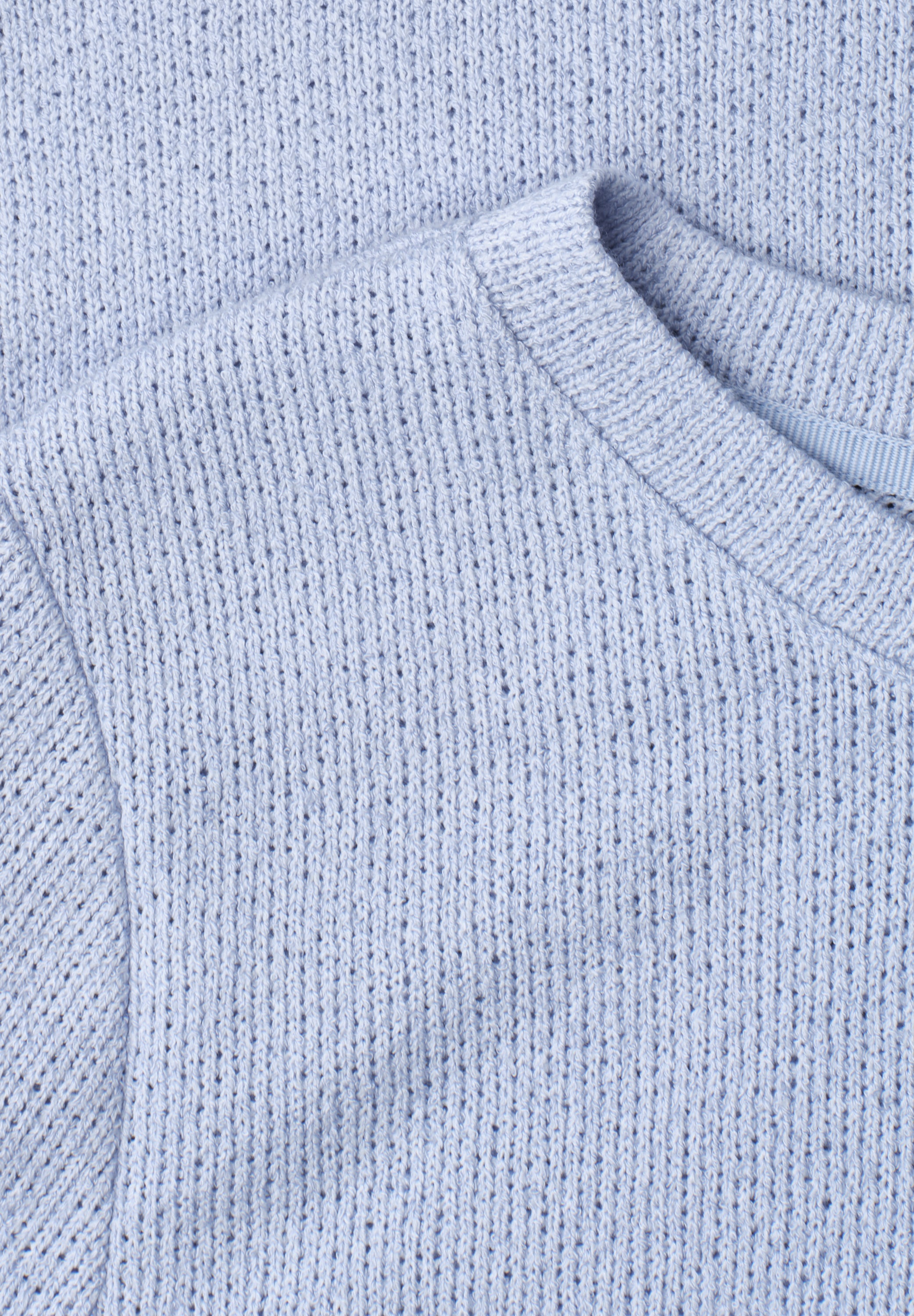 STREET ONE Shirt à col rond T-shirt à manches 3/4 aspect tricot