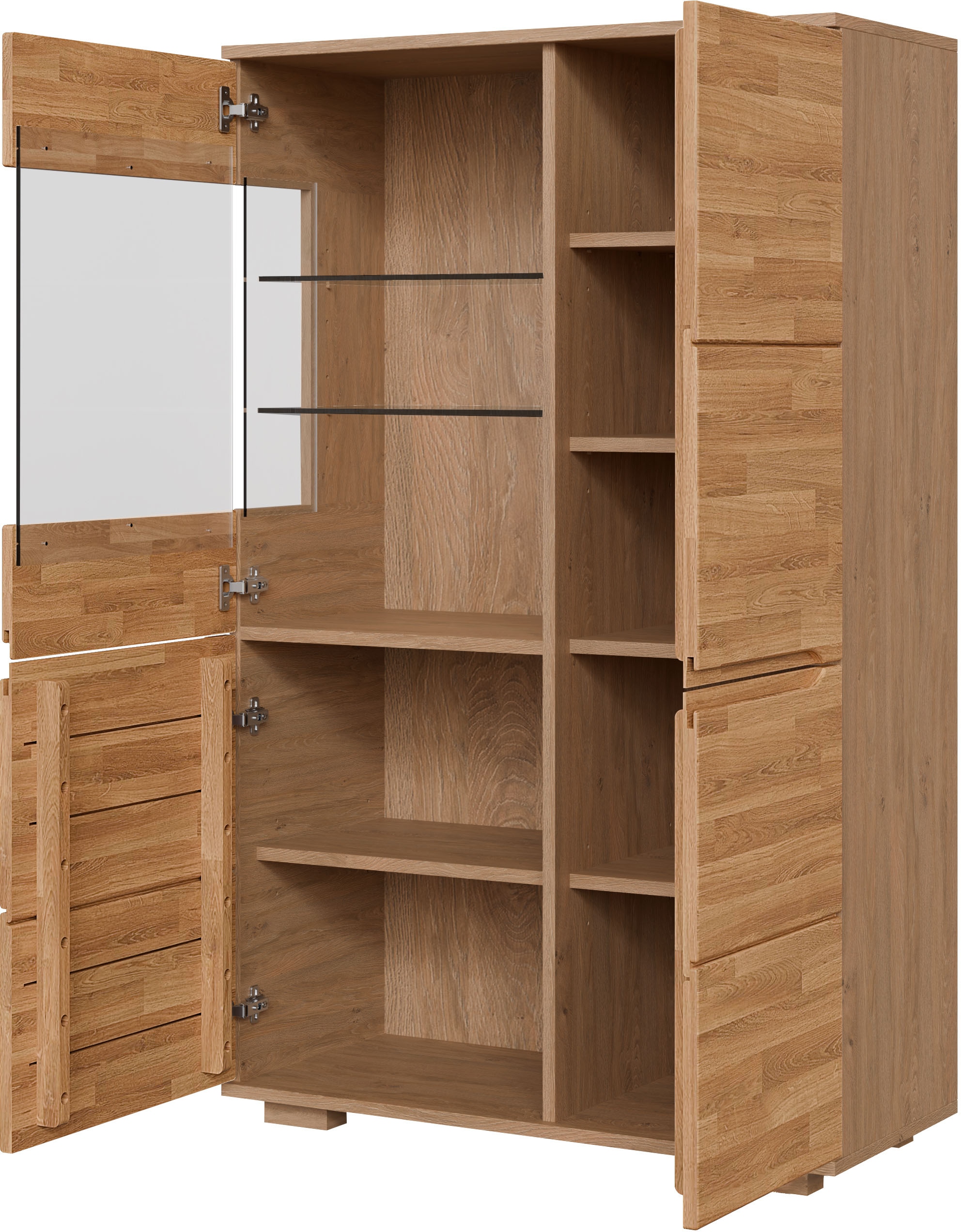 GOODproduct Wohnwand »VETRO: besteht aus 2 Vitrinen, 1 Sideboard & 1 Wandregal, Wohnzimmer.« 4 Stk. tlg.