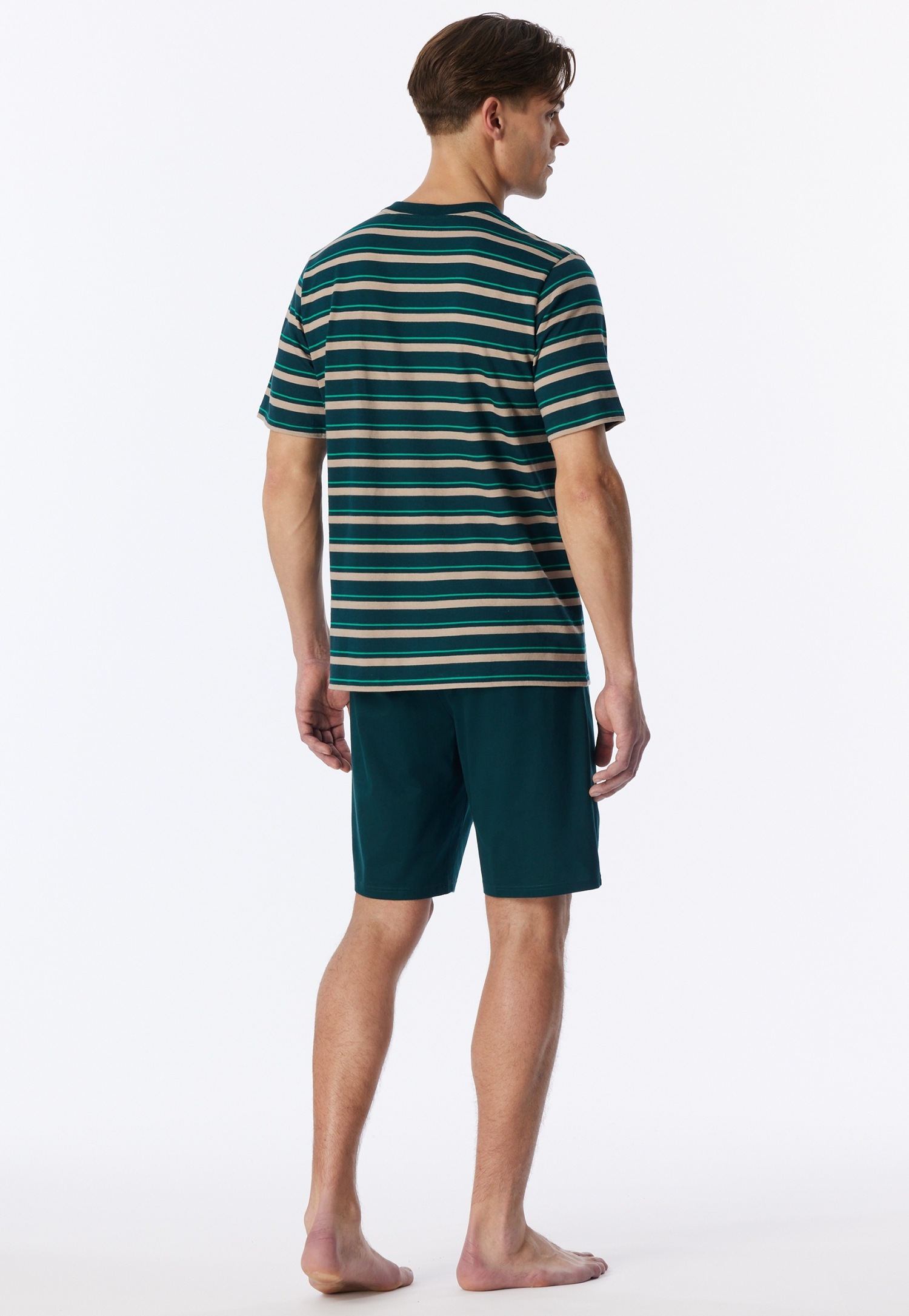 Schiesser Shorty »Casual Nightwear« 2 V-Ausschnitt, Shorts in Uni mit Bindeband am Bund