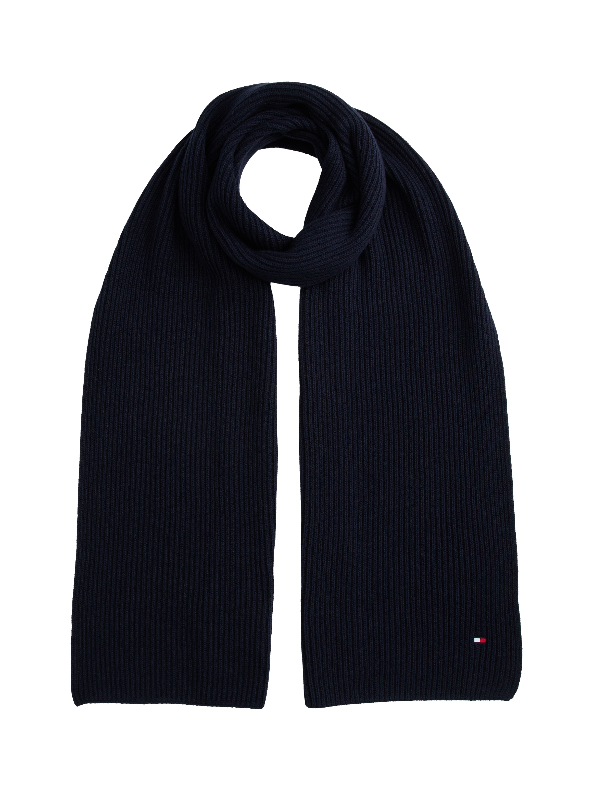 Tommy Hilfiger Écharpe tricotée »TH FLAG PIMA COTTON CASH SCARF« avec broderie logo, avec une part de cachemire Unisexe