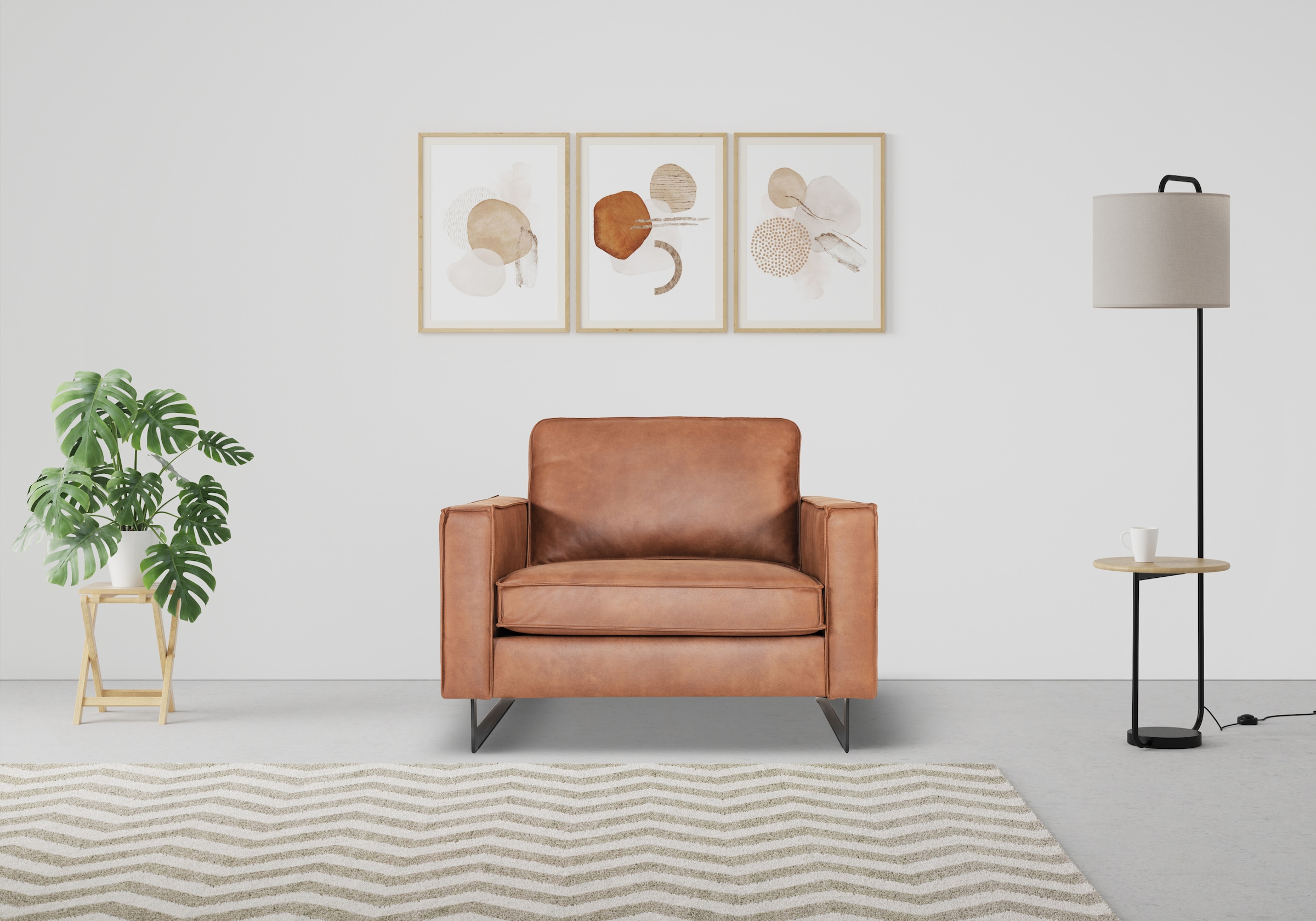 Home affaire Loveseat »Pinto 105 cm, Cord, Chenille, Lederoptik« mit Keder, Metallfüssen und auch in Cord Bezug erhältlich