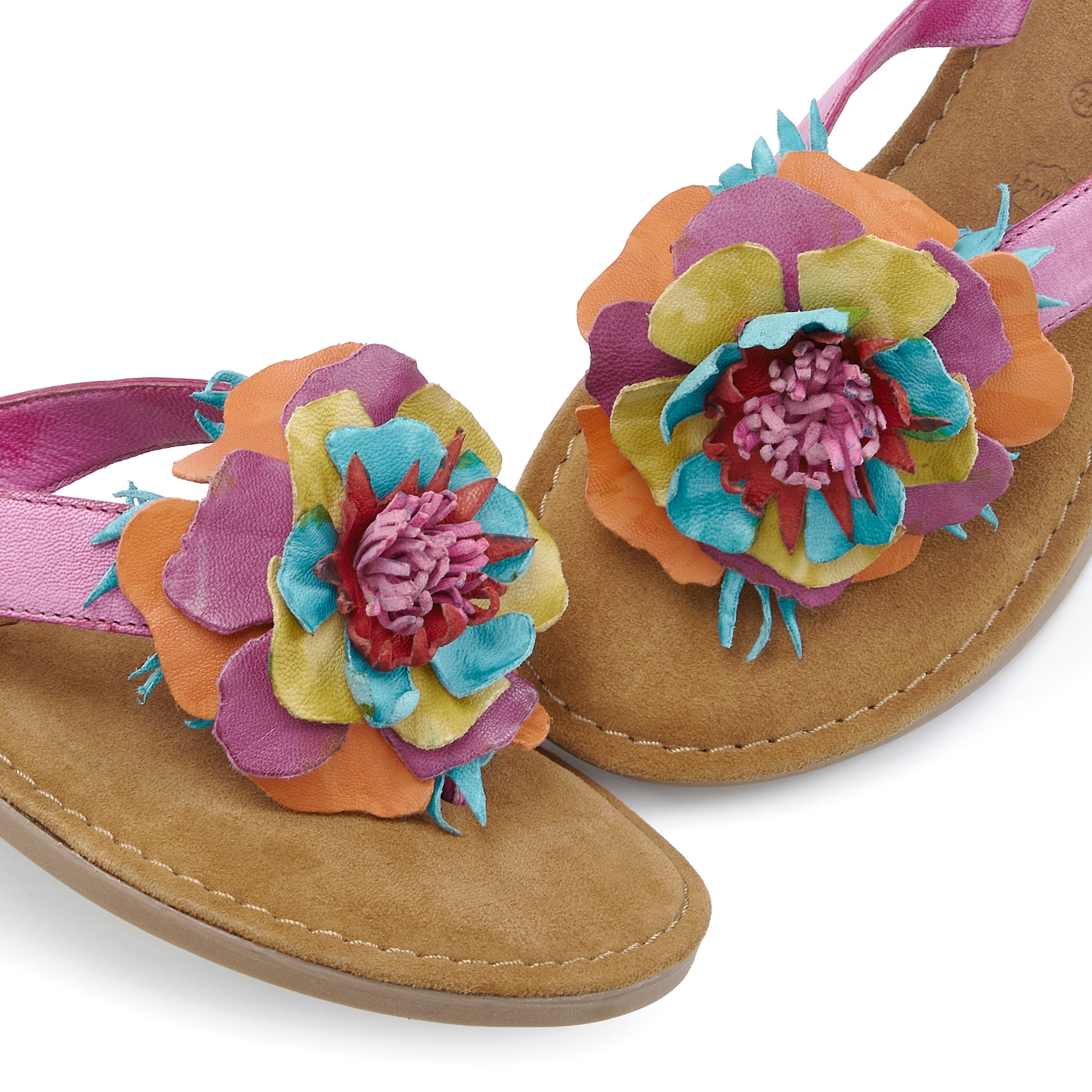 LASCANA Pantolette »Sommerschuh, offener Schuh, Mule, Sandale,«  NEU aus Leder mit raffinierter Blumen-Applikation