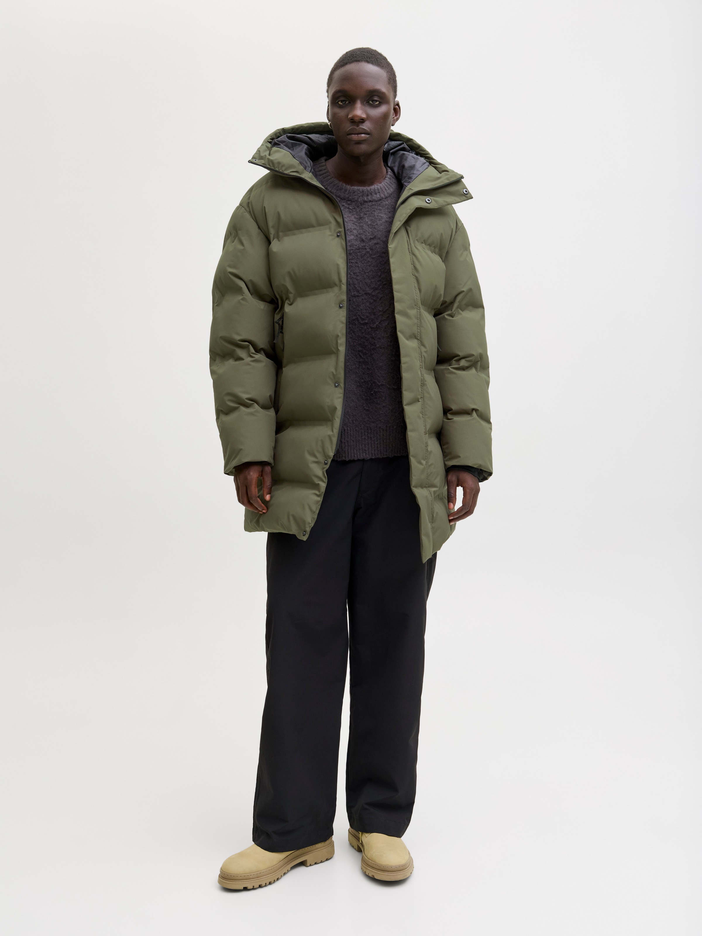 Jack & Jones Steppjacke »JCOFUSION LONG PUFFER JACKET« mit Kapuze in langer Form