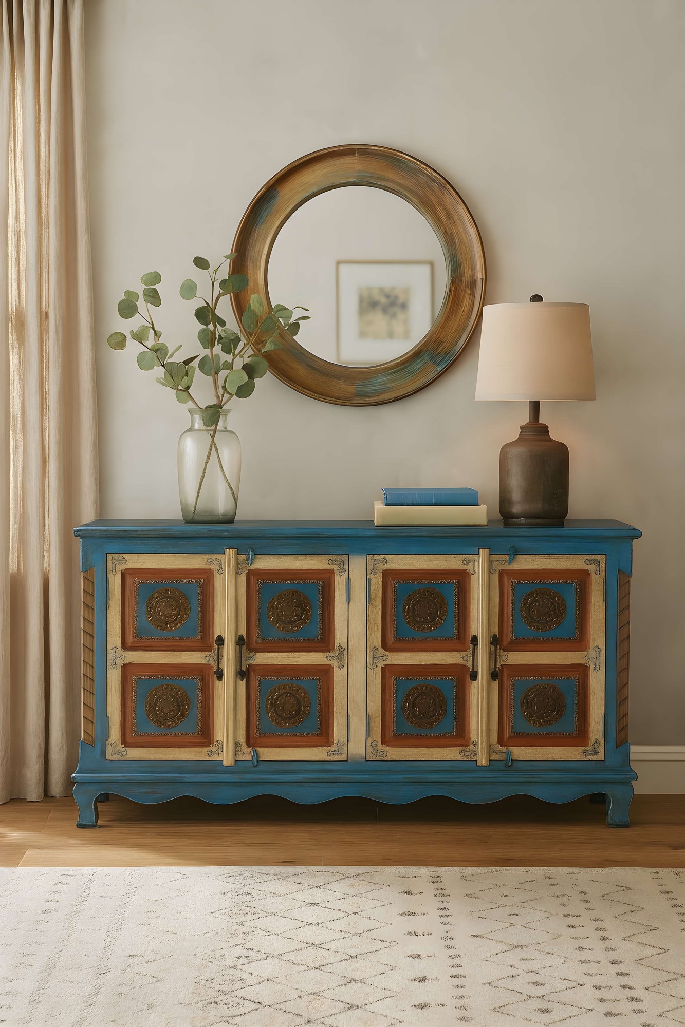 Home affaire Sideboard »Mahar« mit aufwendiger Schnitzerei, handgefertigt, Unika-Möbel, Breite 160 cm