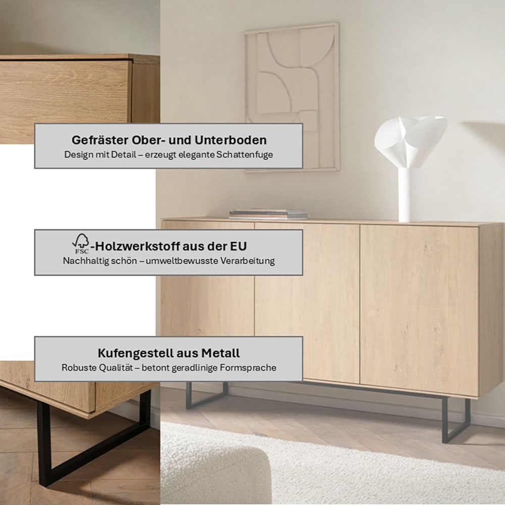 Home affaire Sideboard »Lund, moderner Schrank, Kommode mit Kufengestell« ausreichend Stauraum, vielseitig einsetzbar, 150 cm breit