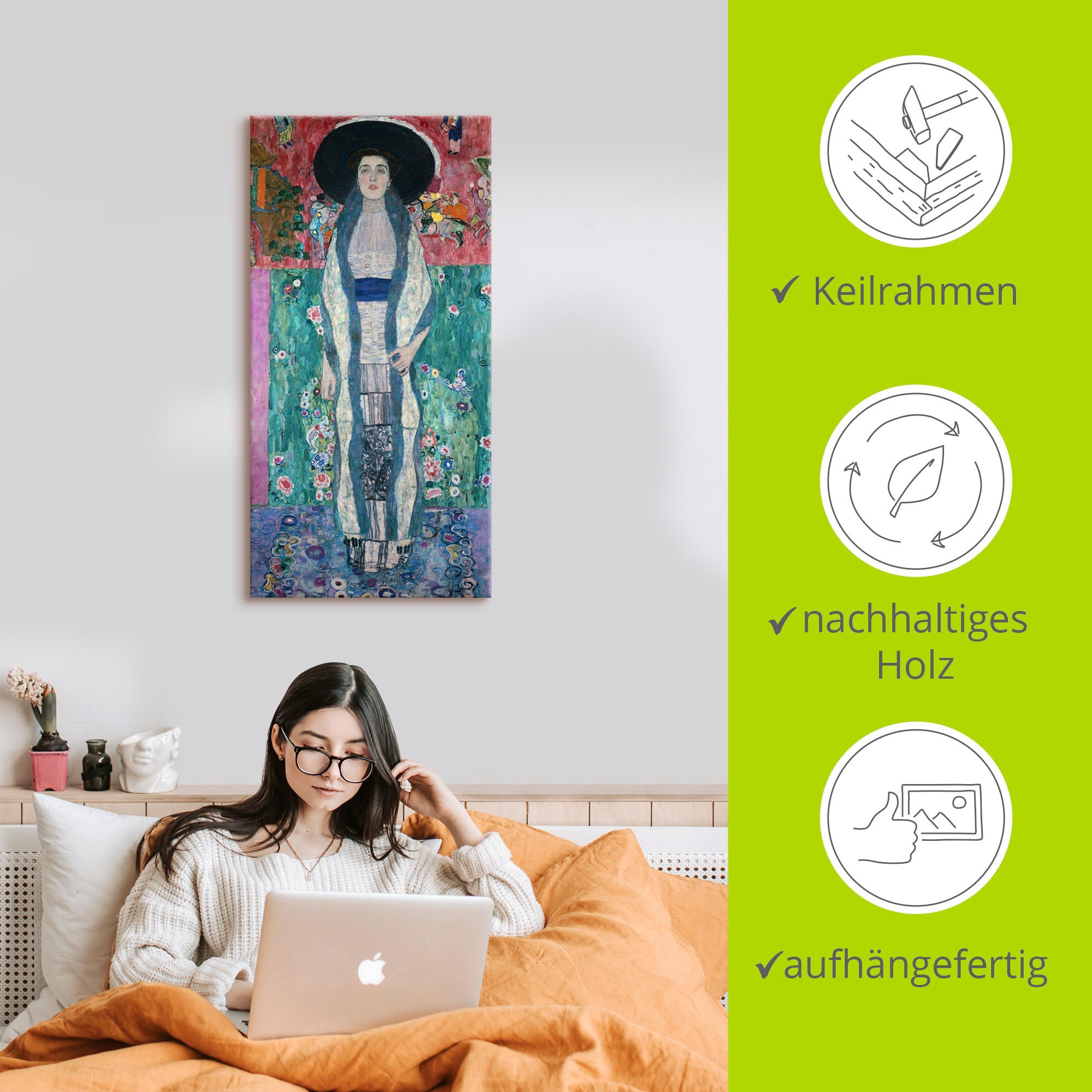 Artland Leinwandbild »Bildnis Adele Bloch-Bauer II. 1912« Frau 1 Stk. tlg. auf Holzrahmen gespannt