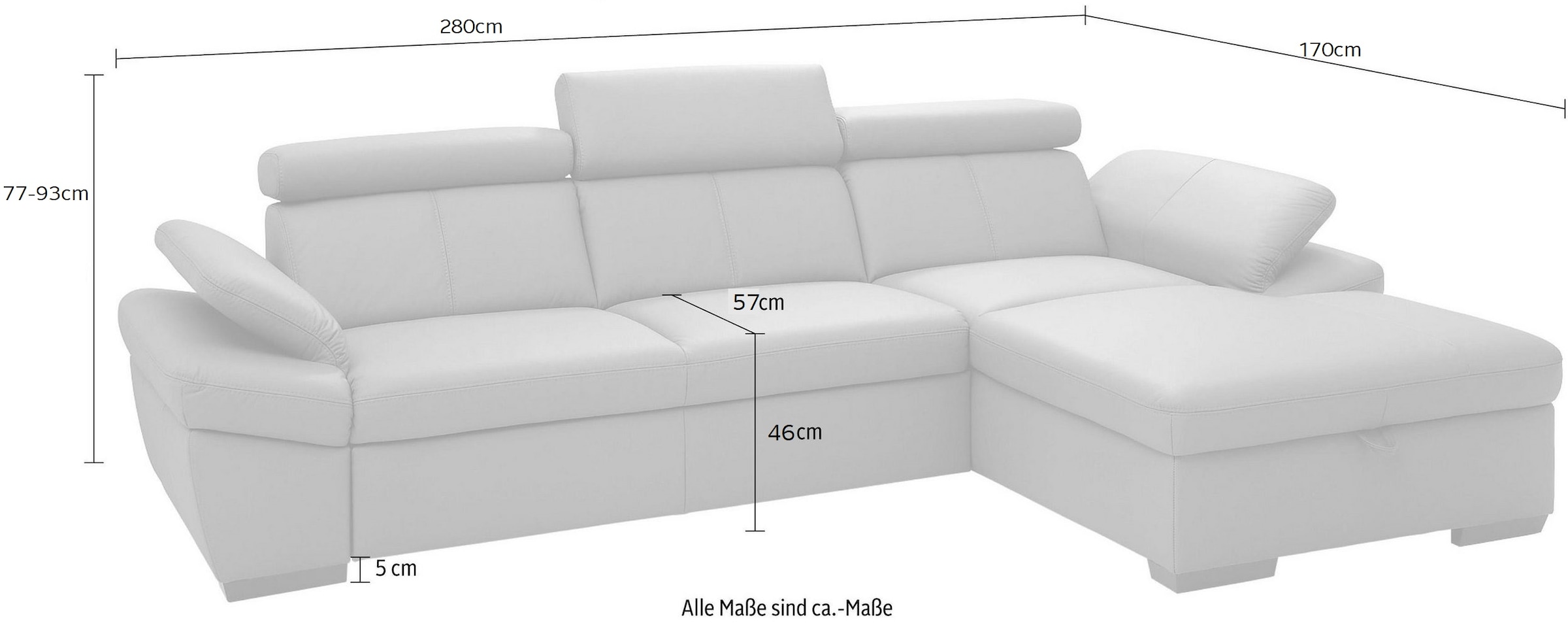 exxpo - sofa fashion Canapé d'angle »Salerno, klassisch modernes Funktionssofa, hoher Sitzkomfort, L-Form« inkl. Kopf- und Armteilverstellung, wahlweise mit Bettfunktion
