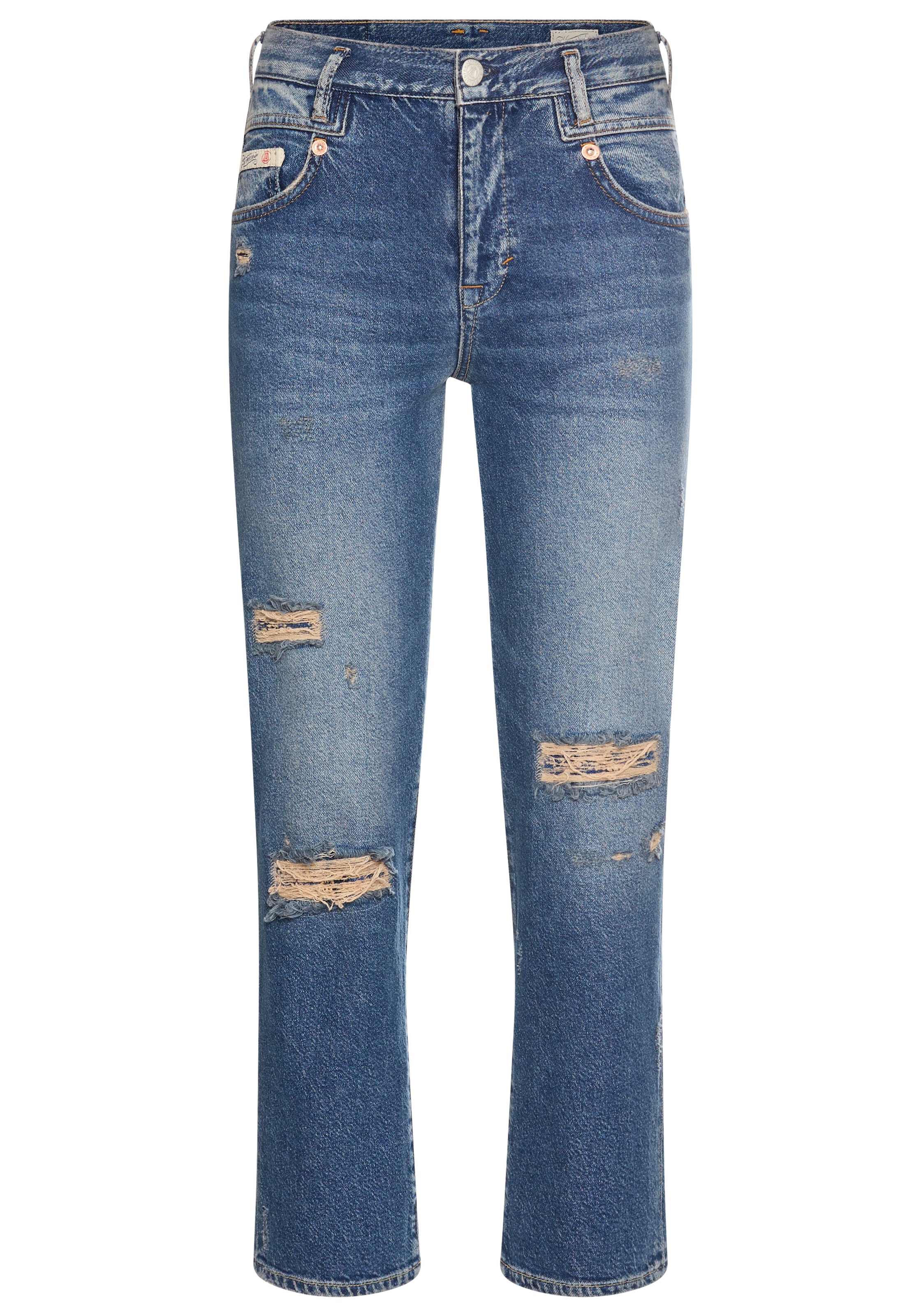 Herrlicher Jeans à 5 poches »Breezy Cropped Denim« Straight Fit mit Destroyed-Effekten