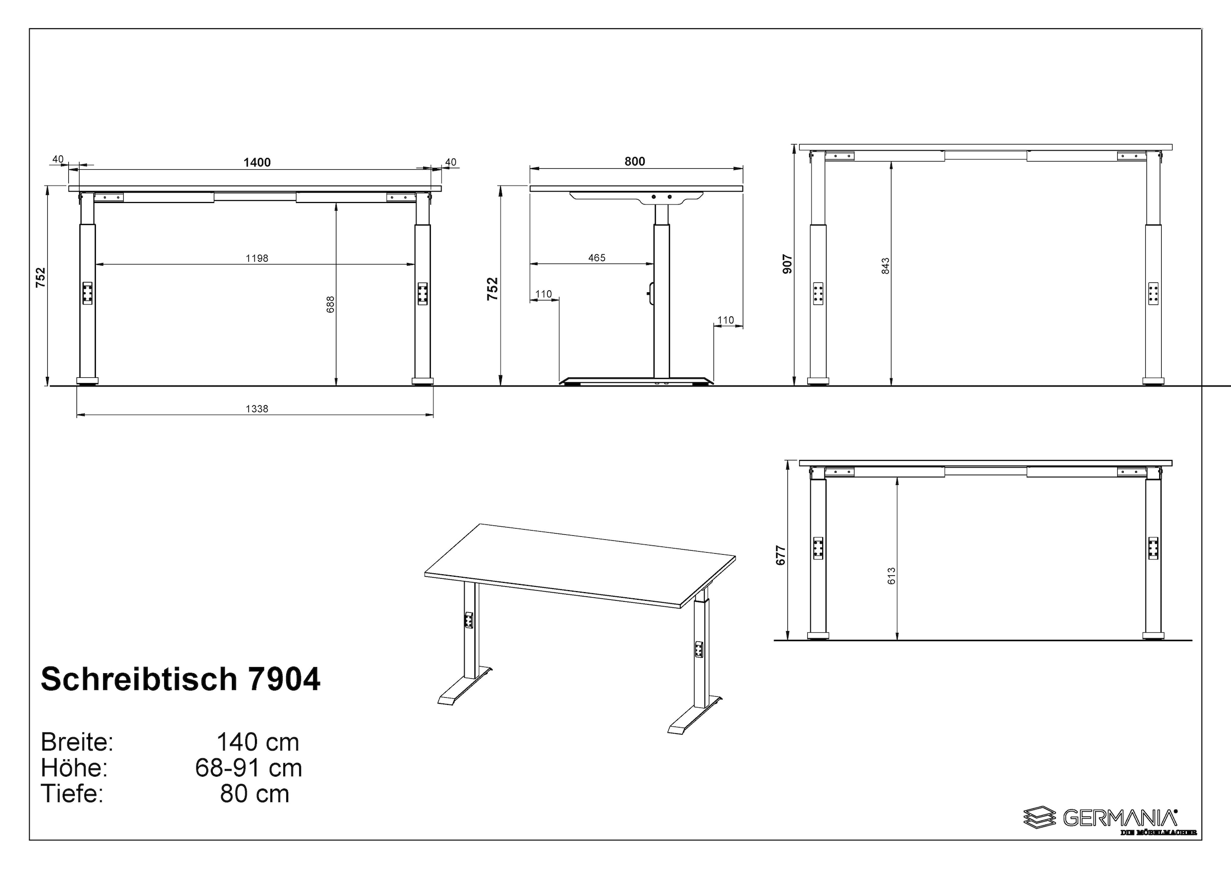 GERMANIA Büromöbel-Set »Lemont« 2 tlg. Set bestehend aus höhenverstellbarem Schreibtisch und Rollcontainer