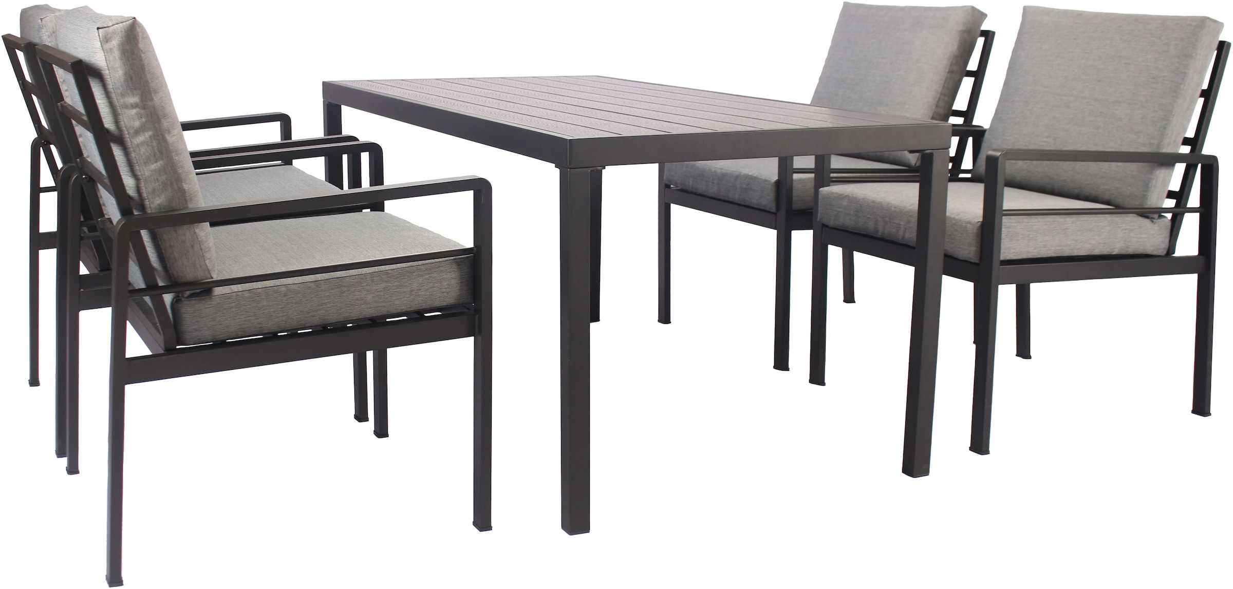 KONIFERA Salon de jardin »»New Jersey«« Ensemble, 4 fauteuils, table 80x160x71 cm, avec coussins, 13 cuis tlg. aluminium