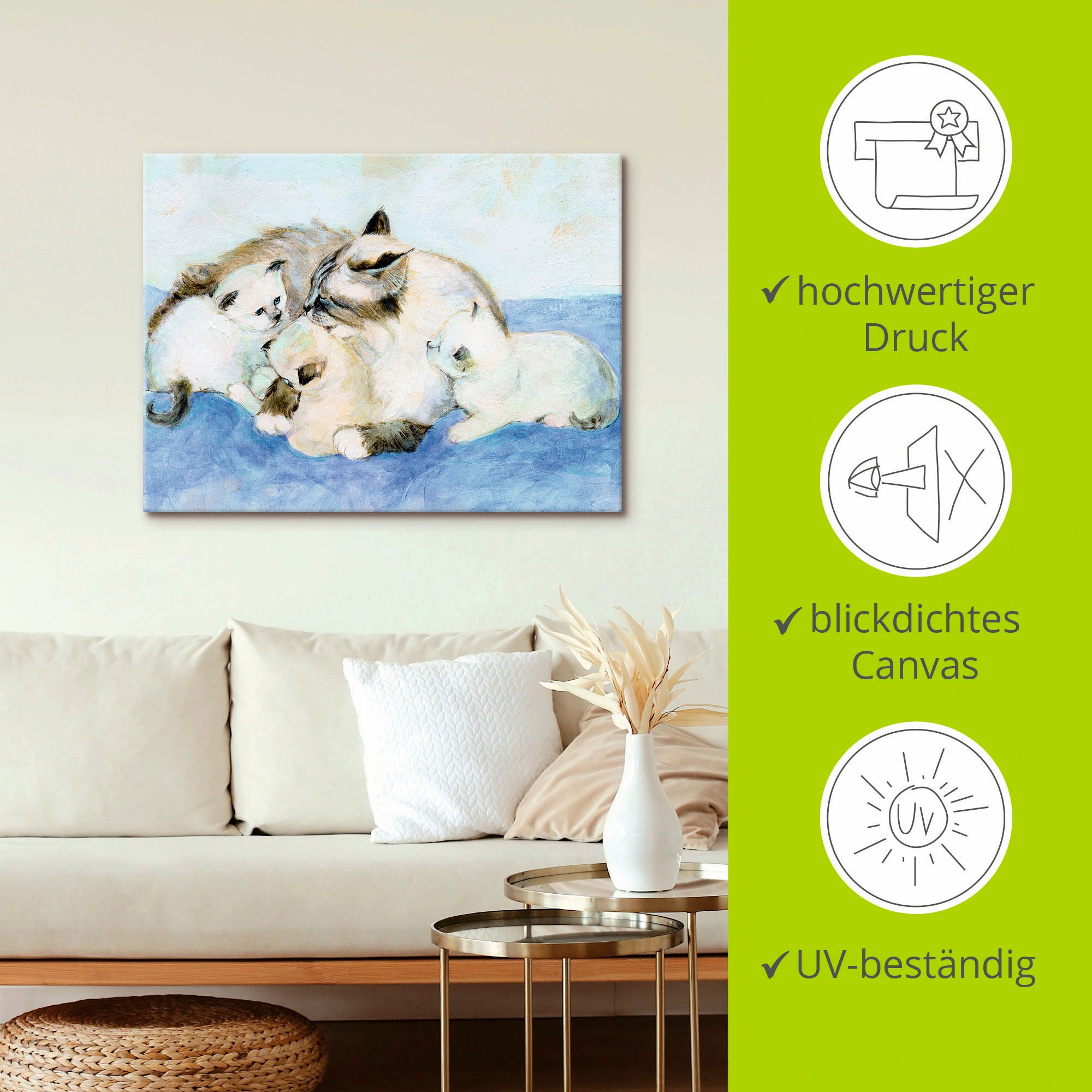 Artland Tableau sur toile »Katzenfamilie« Animaux de compagnie 1 cuis tlg. tendu sur cadre en bois