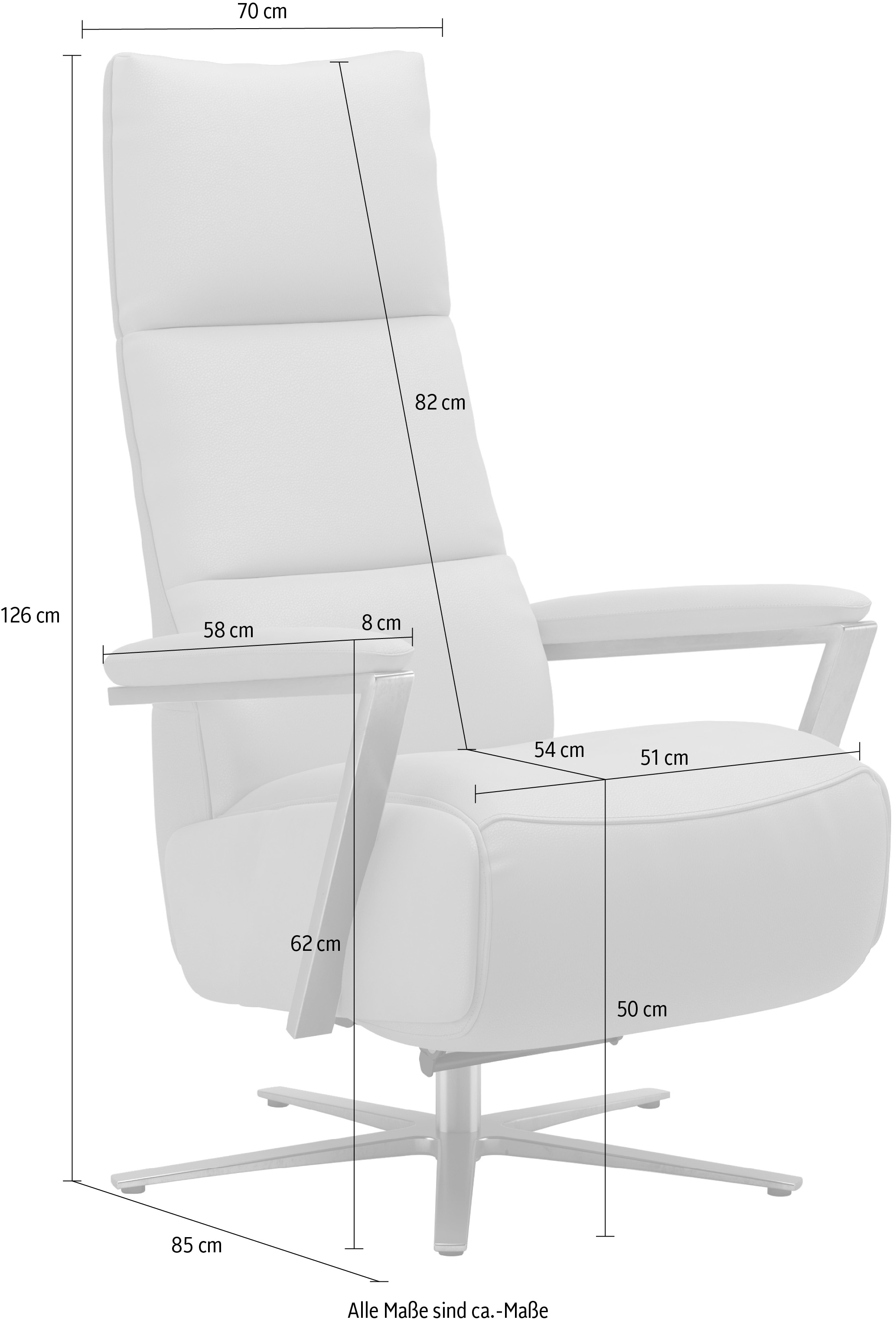 sit&more TV-Sessel »Vario Comfort, inkl. Kopfteilverstellung & 360° Drehfunktion« mit Gasdruck, Höhe der Armlehnen 62cm