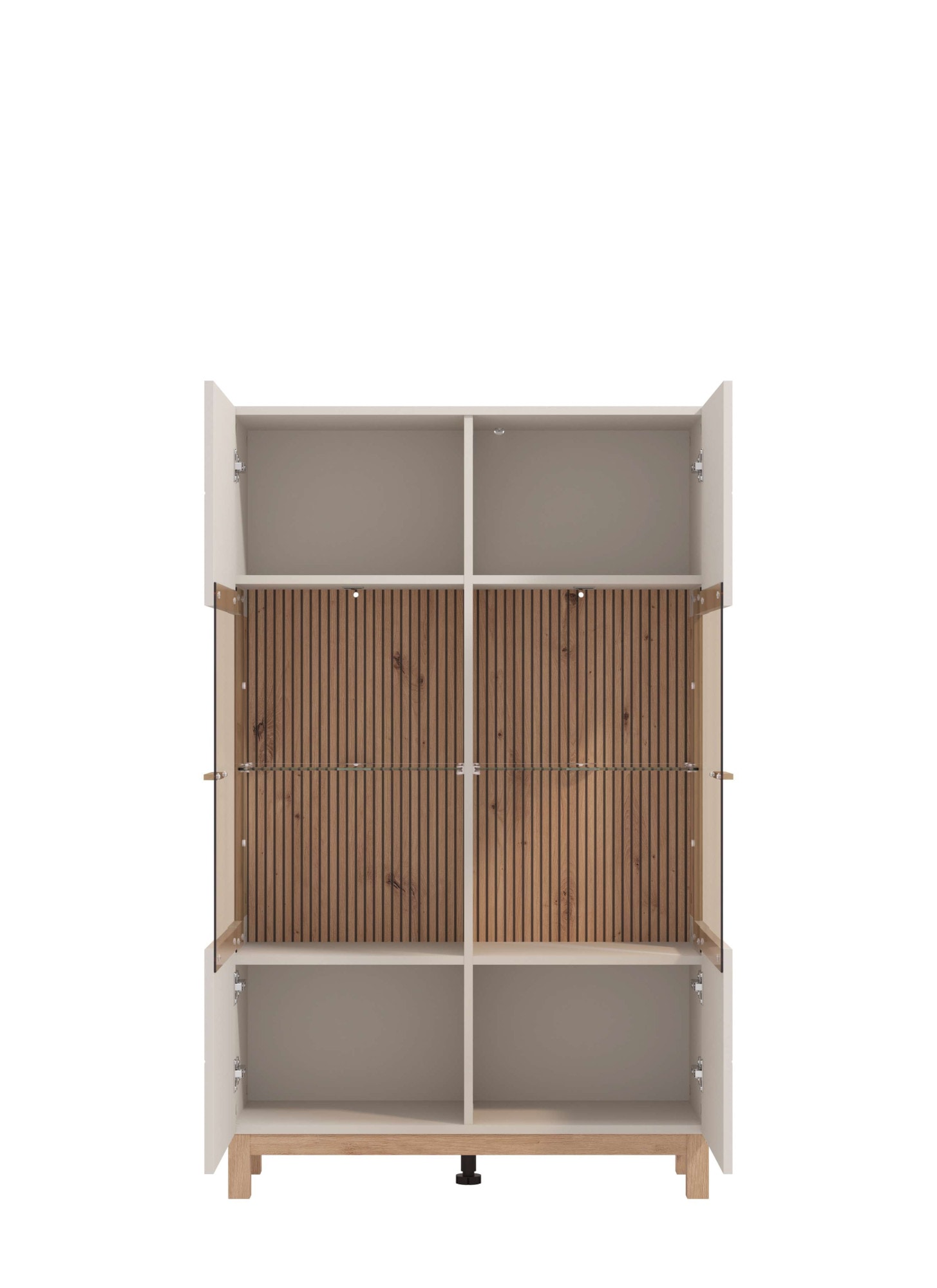 Home affaire Highboard »Essex, Hochkommode, Vitrine, Glasvitrine, Kombi-Highboard« Modernes Highboard in Kaschmir mit Glasfront & Lamellen-Optik