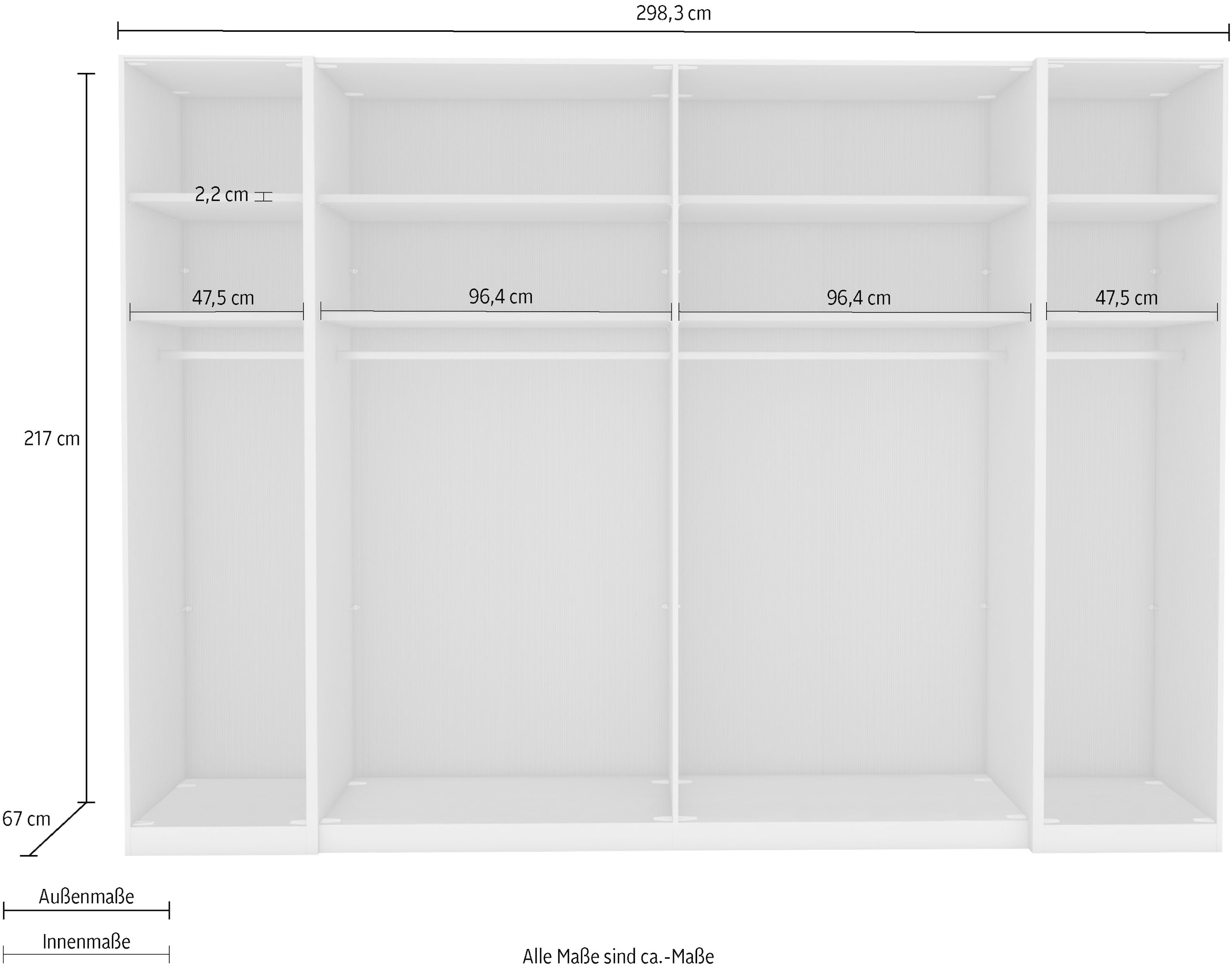 WIEMANN Dreh-/Schwebetürenschrank »Nizza« mit Glasfront und Spiegel