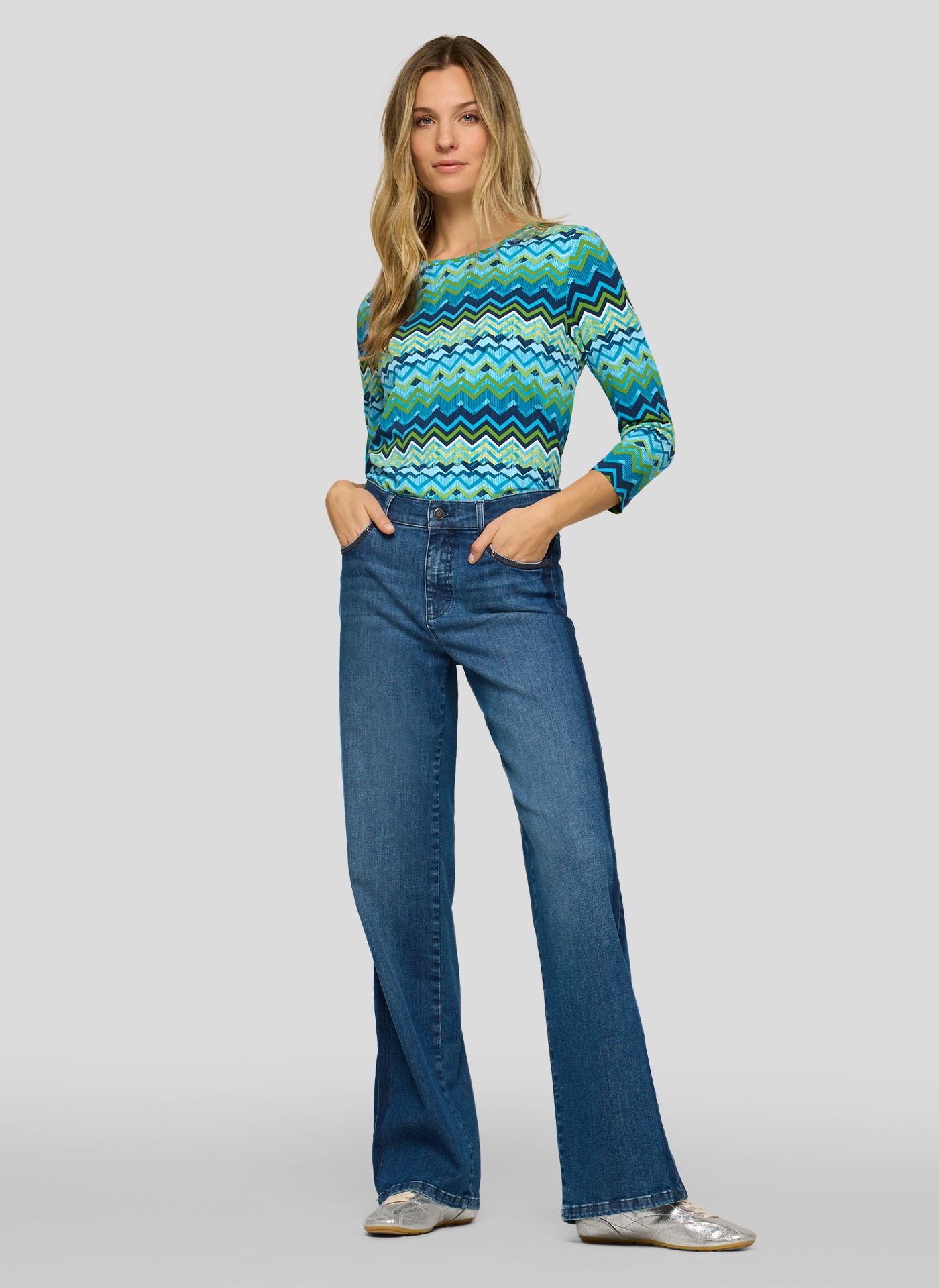 Rabe T-shirt à manches 3/4 mit grafischem Muster