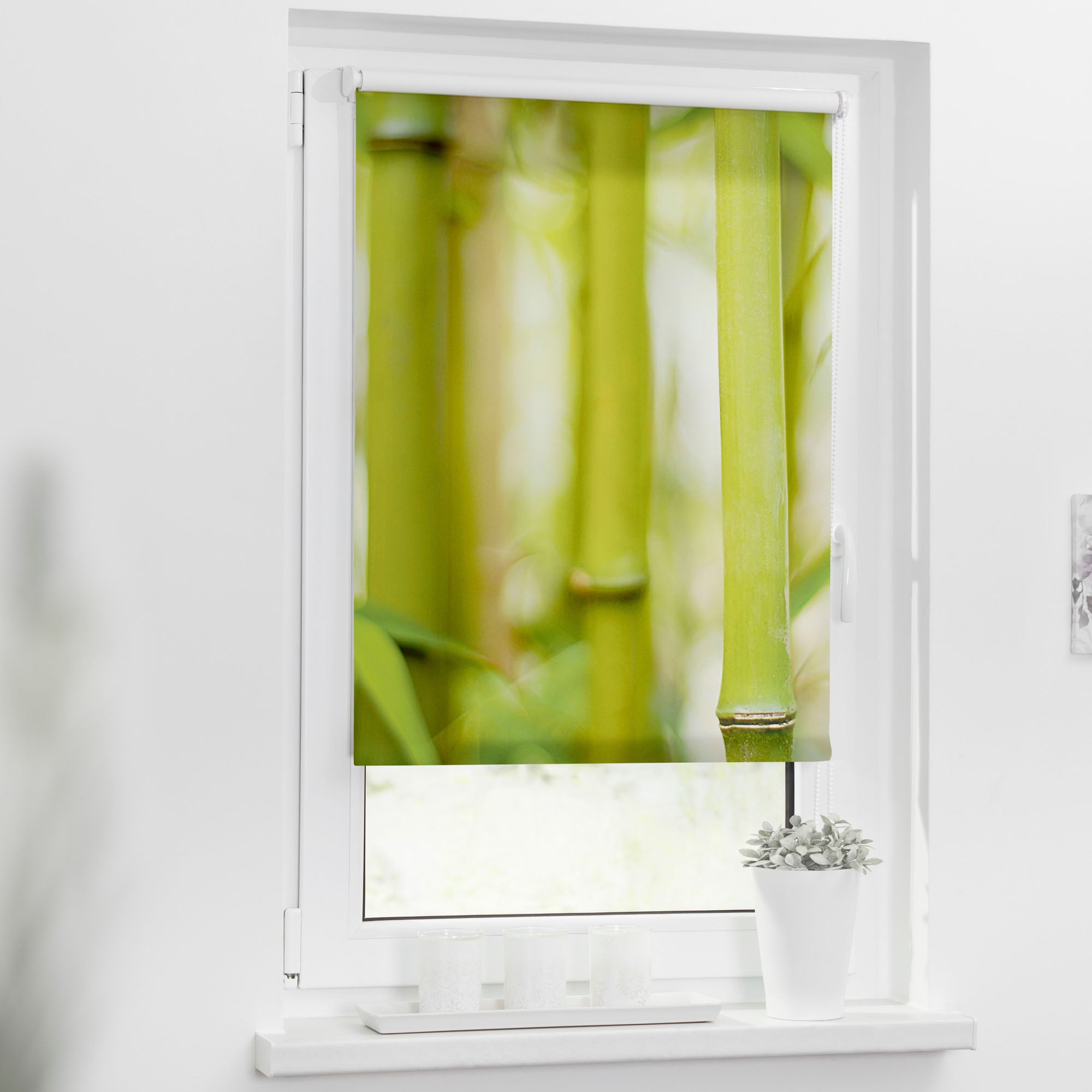LICHTBLICK ORIGINAL Seitenzugrollo »Rollo Klemmfix, ohne Bohren, Verdunkelung, Bambus - Grün« verdunkelnd Verdunkelung | energiesparend freihängend