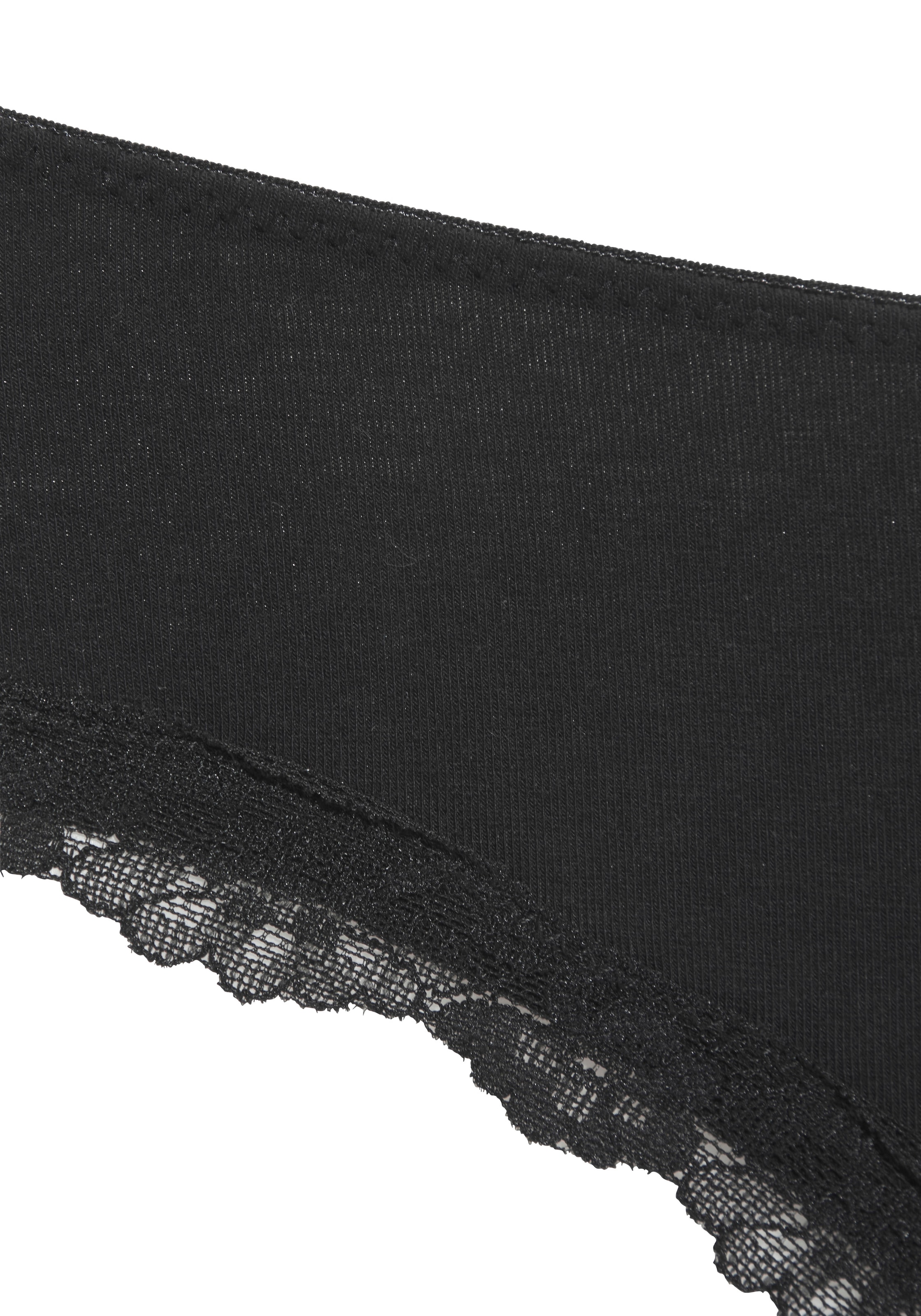 LASCANA Slip pack de 3,  en coton extensible avec une fine dentelle