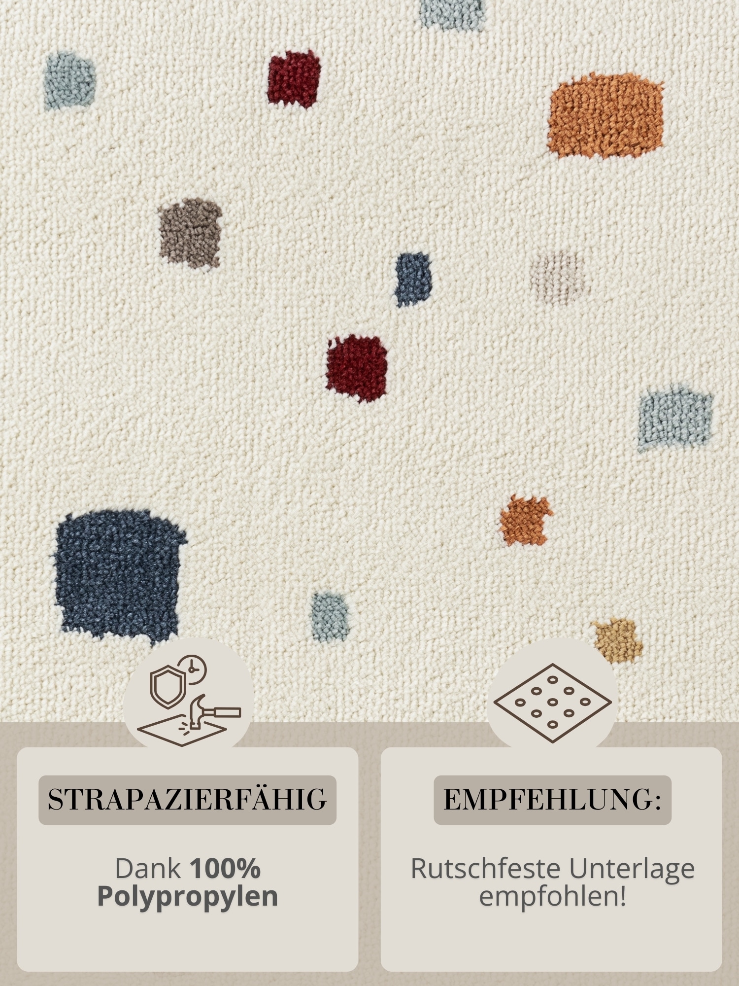 HANSE Home Tapis pour enfants »Funny Squares« Rectangulaire 10 mm Höhe Pflegeleicht, Weich, Kinderzimmer, Spielteppich, Spielunterlage